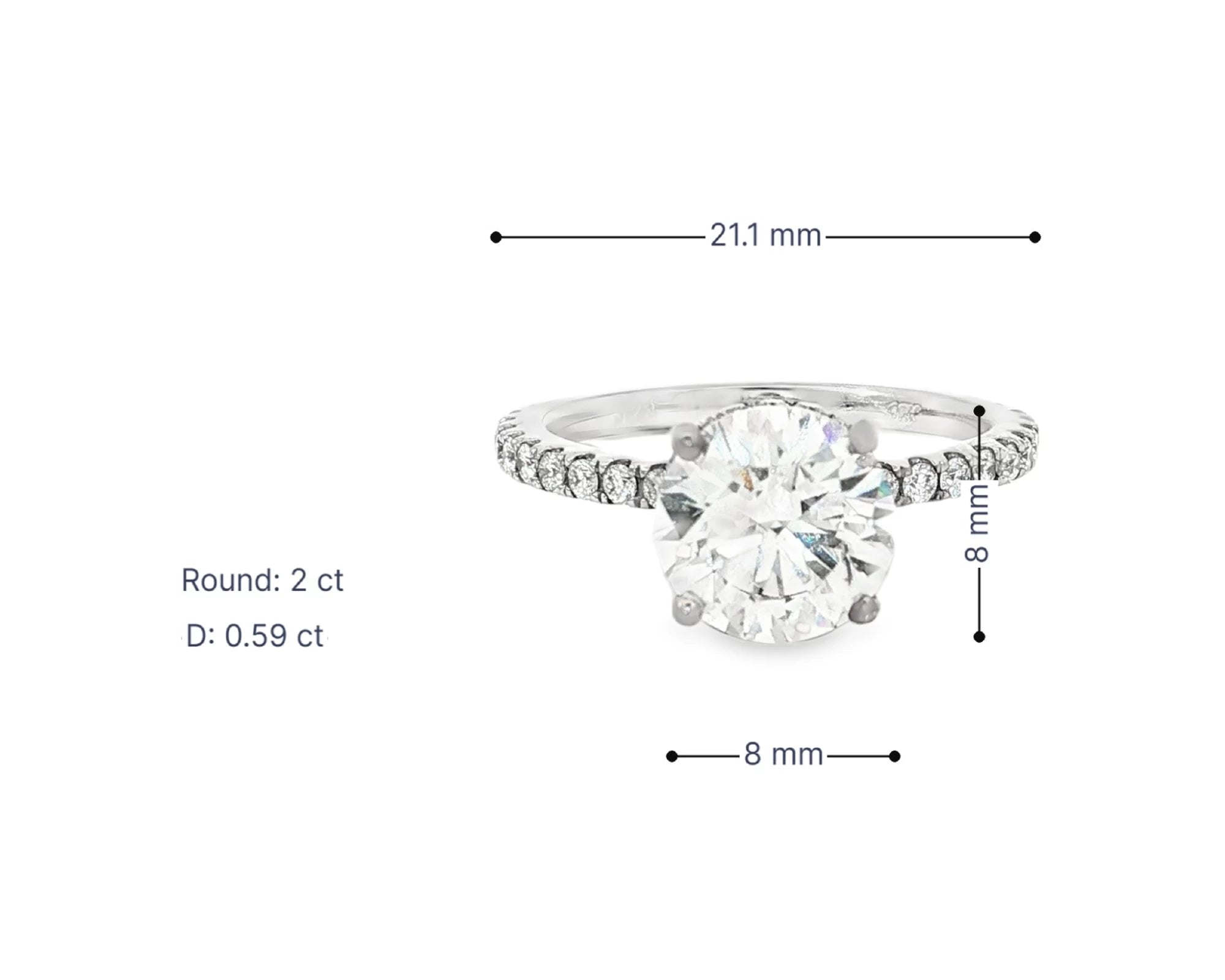 14k Round Cut Petite Micropavé Engagement Ring 2.59 CT – lifestyle 3086