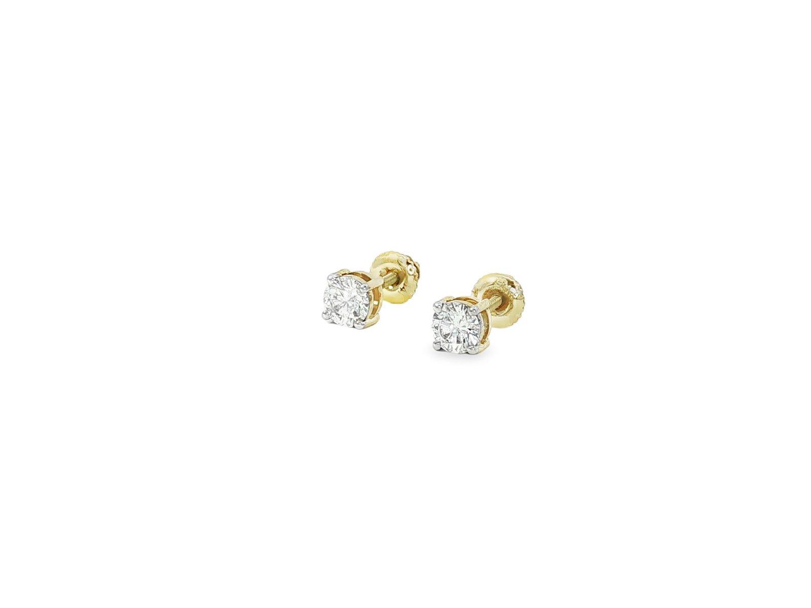 14k Round Cut Refined Solitaire Diamond Stud Earrings 0.50ct - AVI THE JEWELER