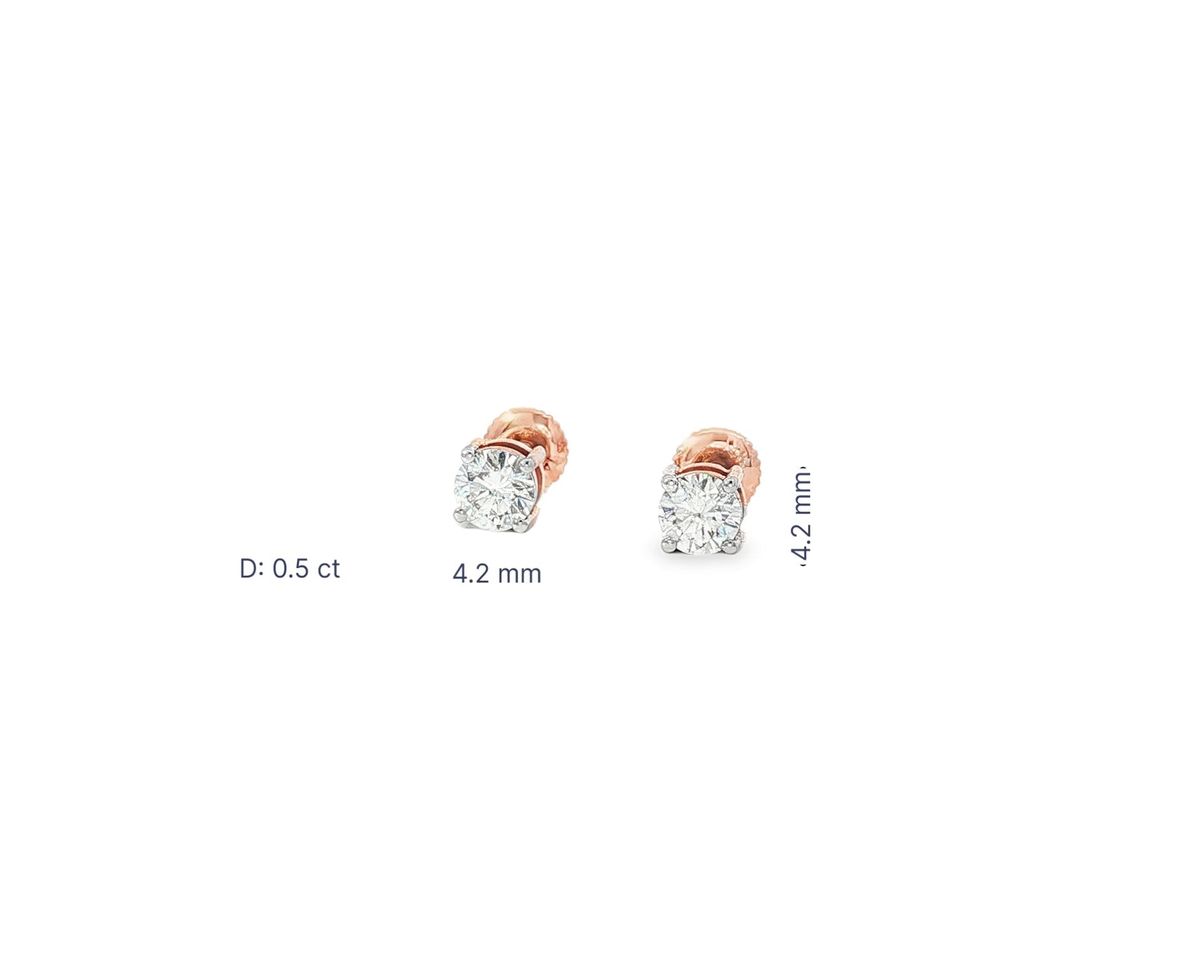 14k Round Cut Refined Solitaire Diamond Stud Earrings 0.50ct - AVI THE JEWELER