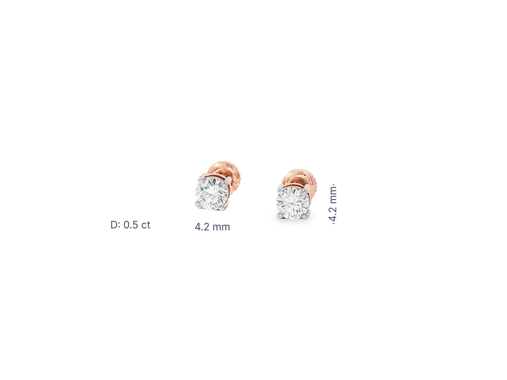 14k Round Cut Refined Solitaire Diamond Stud Earrings 0.50ct - AVI THE JEWELER