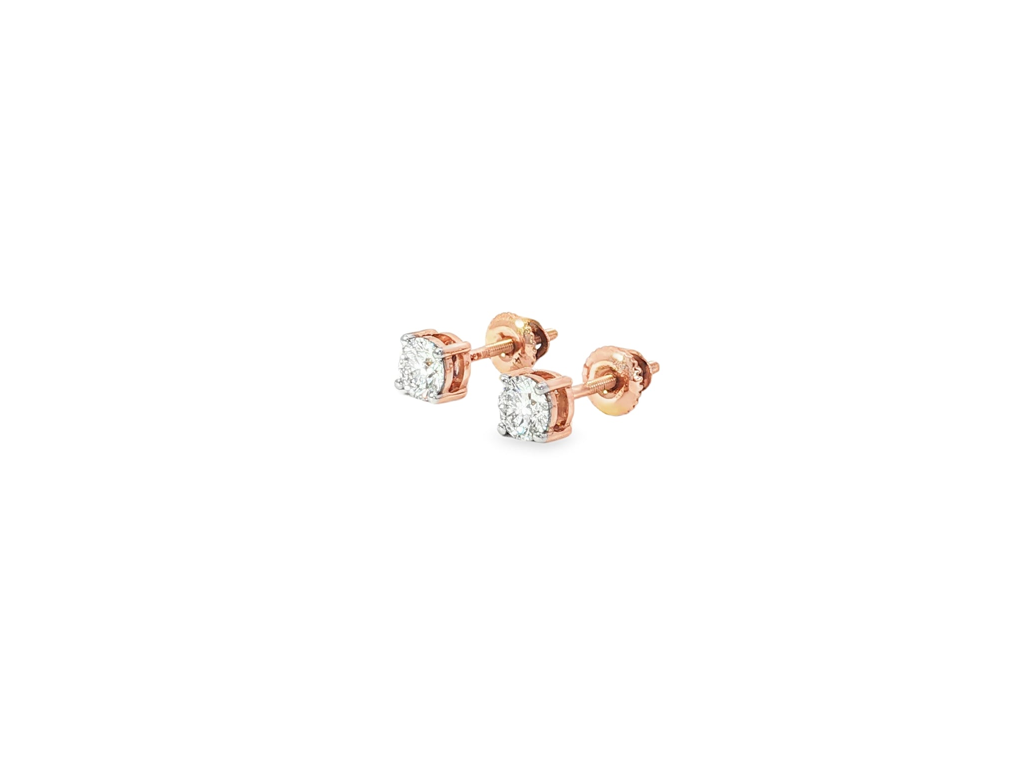14k Round Cut Refined Solitaire Diamond Stud Earrings 0.50ct - AVI THE JEWELER