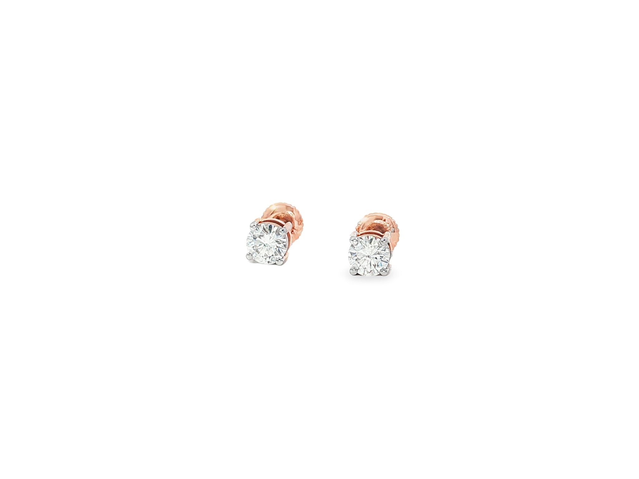 14k Round Cut Refined Solitaire Diamond Stud Earrings 0.50ct - AVI THE JEWELER