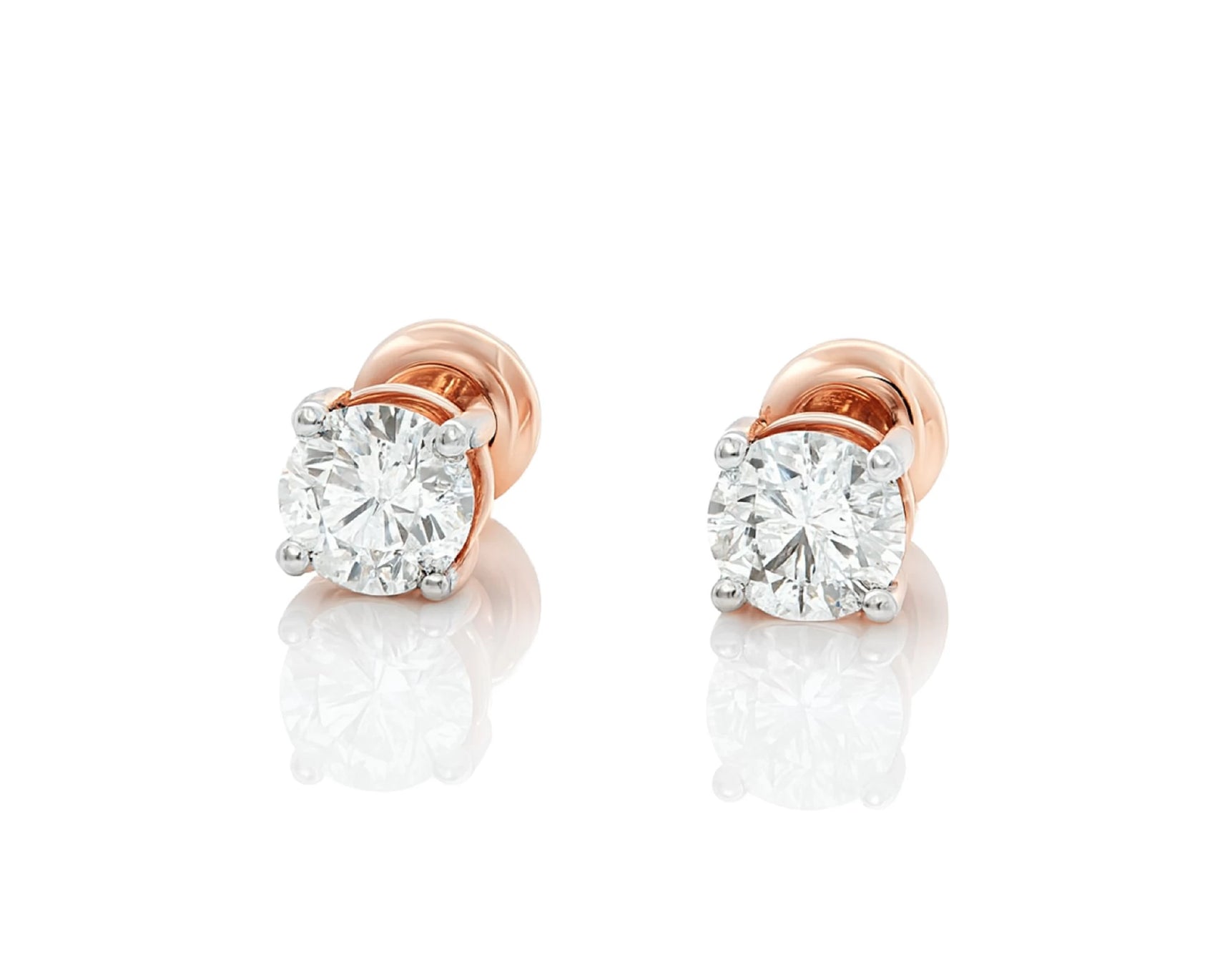 14k Round Cut Refined Solitaire Diamond Stud Earrings 0.50ct – lifestyle 3184