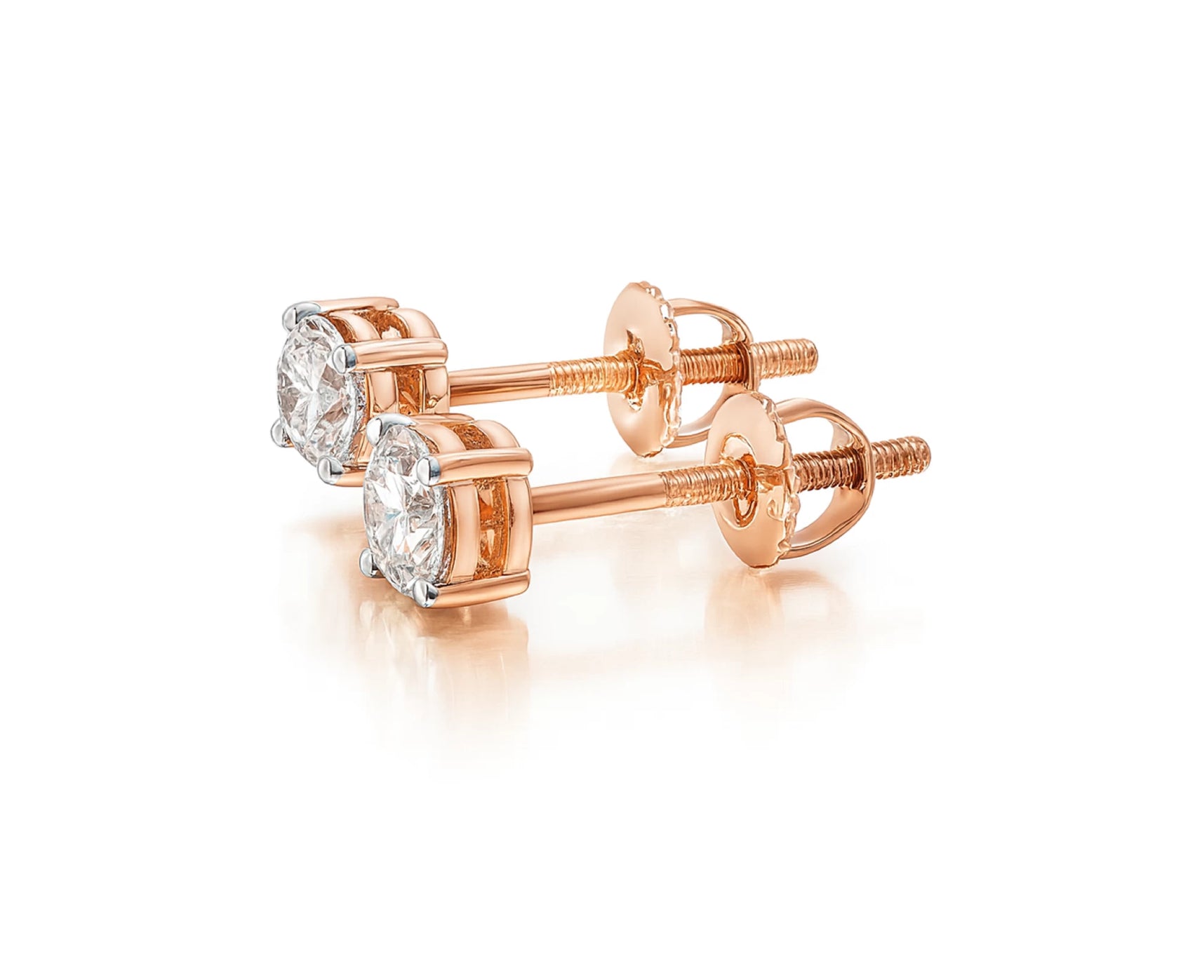 14k Round Cut Refined Solitaire Diamond Stud Earrings 0.50ct – lifestyle 3185