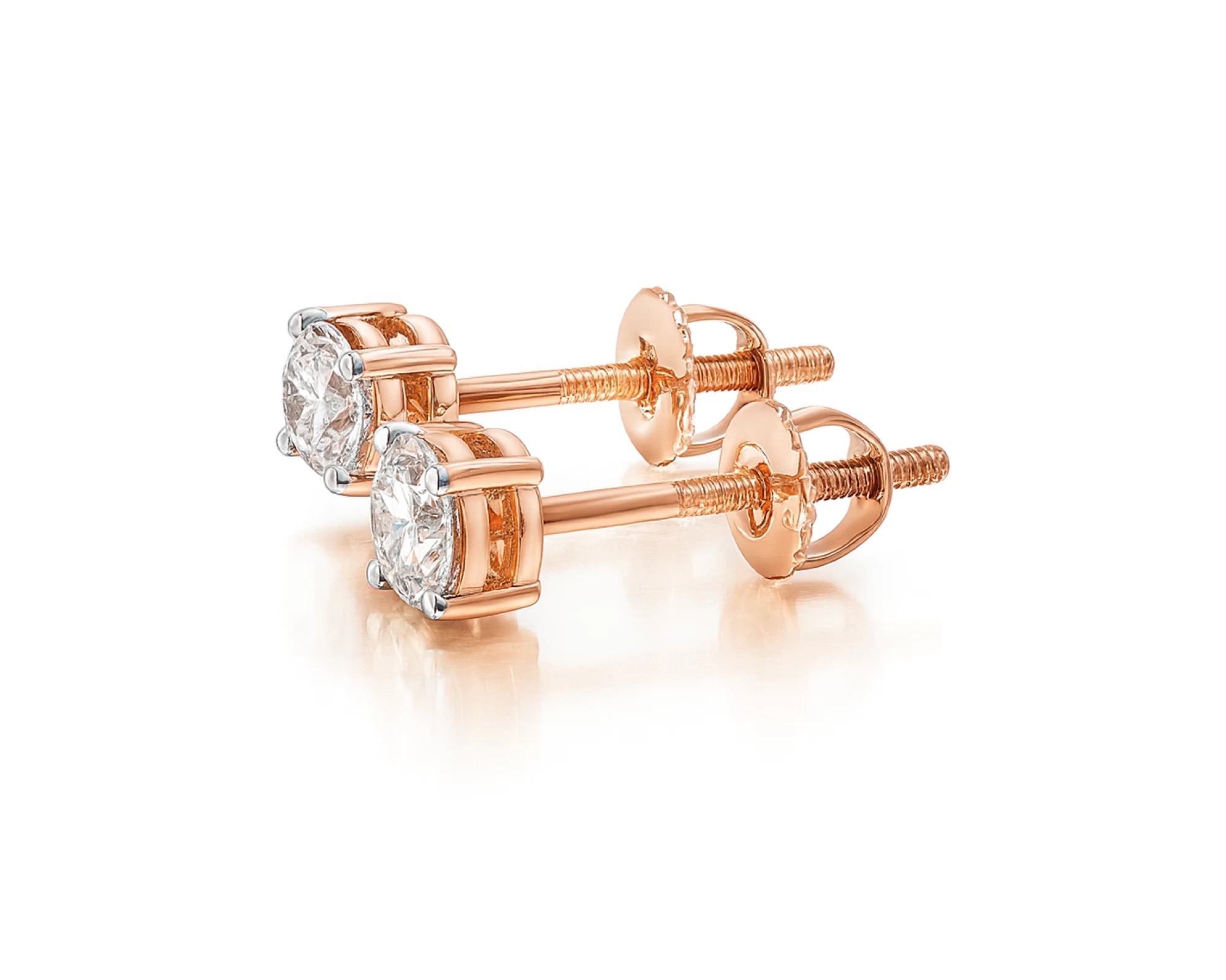 14k Round Cut Refined Solitaire Diamond Stud Earrings 0.50ct – lifestyle 3185