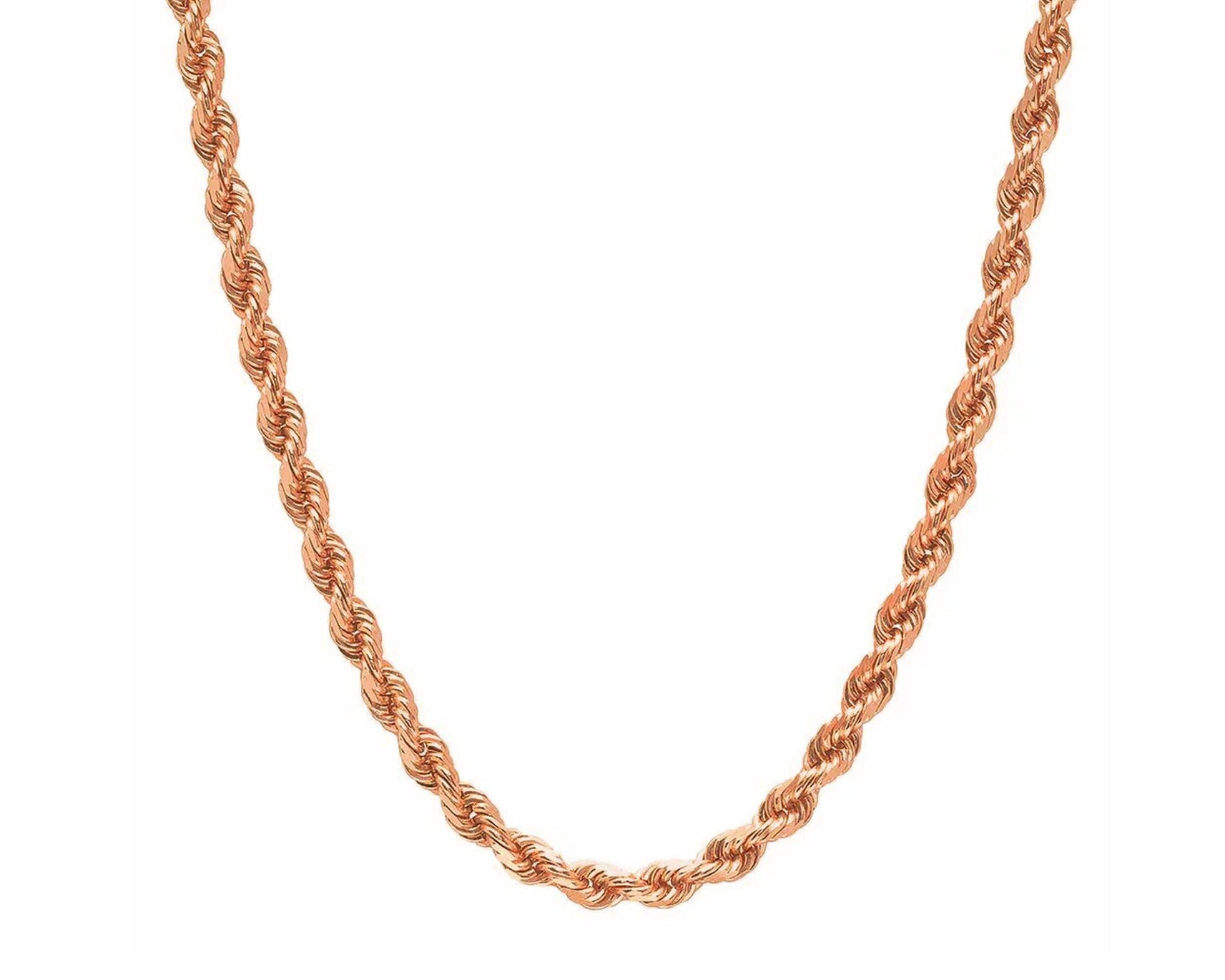 14k Solid Gold Diamond - Cut Rope Chain Necklace 4.0mm - AVI THE JEWELER