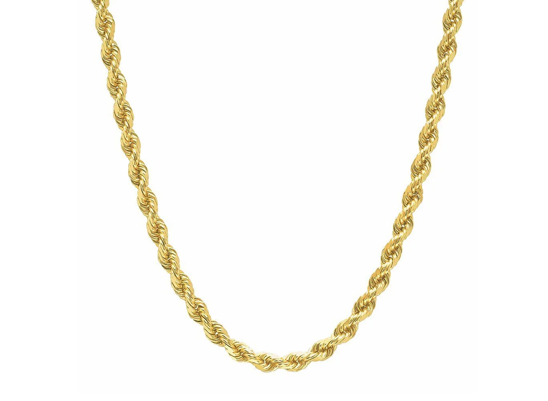 14k Solid Gold Diamond - Cut Rope Chain Necklace 4.0mm - AVI THE JEWELER