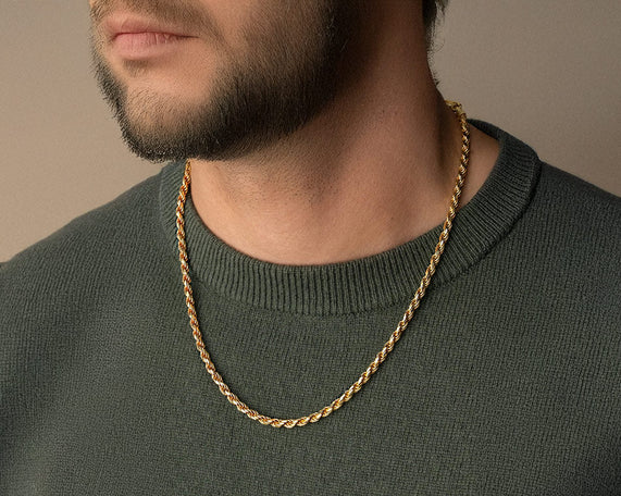 14k Solid Gold Diamond - Cut Rope Chain Necklace 4.0mm - AVI THE JEWELER