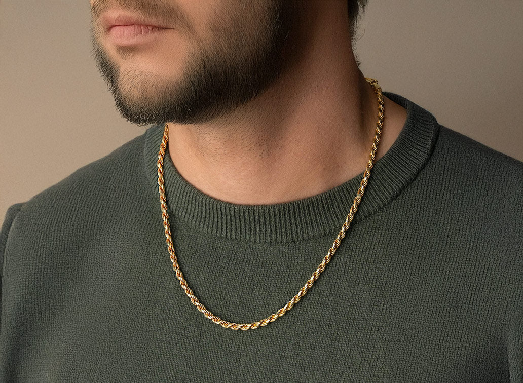 14k Solid Gold Diamond - Cut Rope Chain Necklace 4.0mm - AVI THE JEWELER