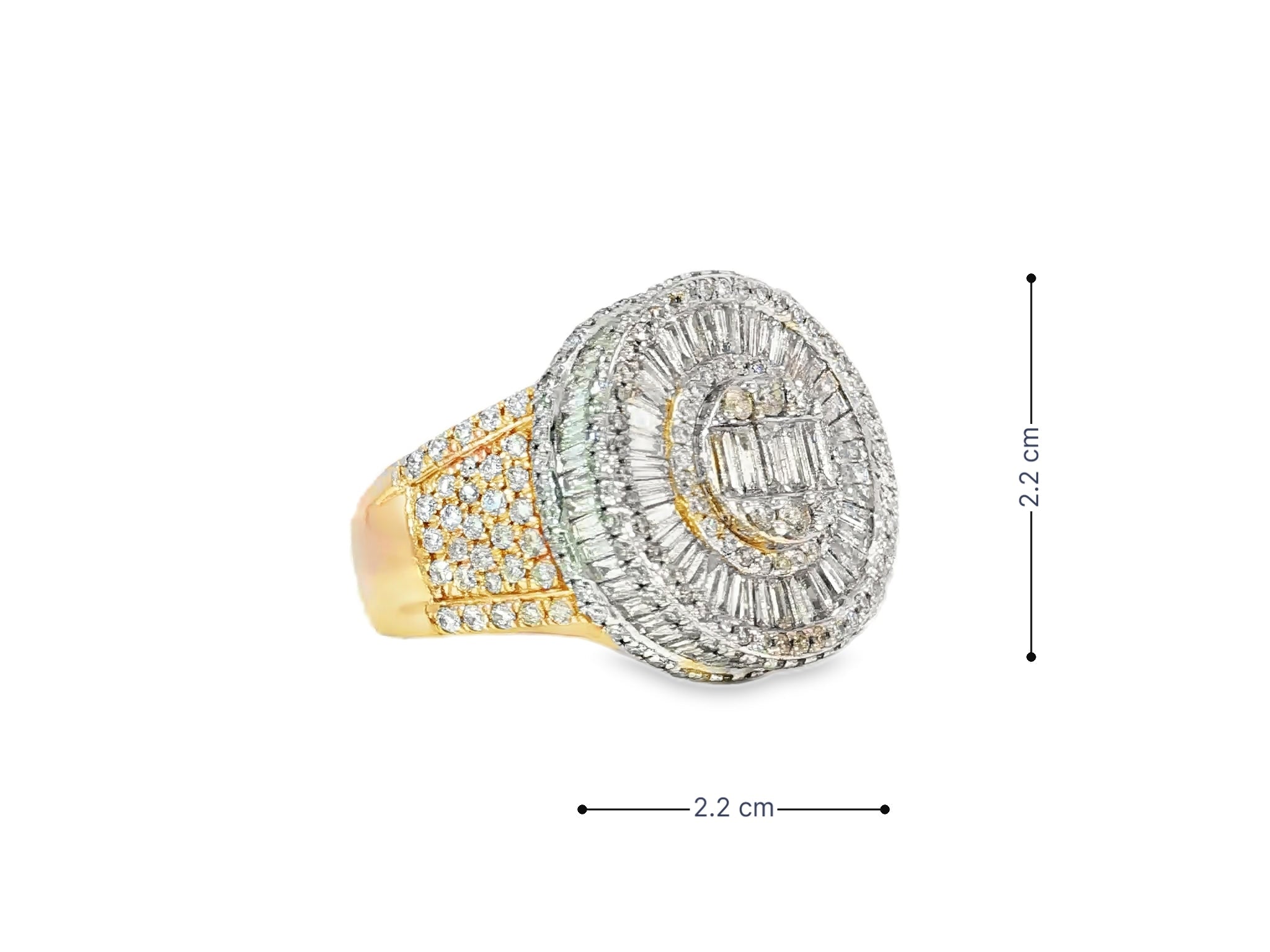 14k Two - Tone Gold Diamond Ring with Round and Baguette Cut 5.00ct - AVI THE JEWELER