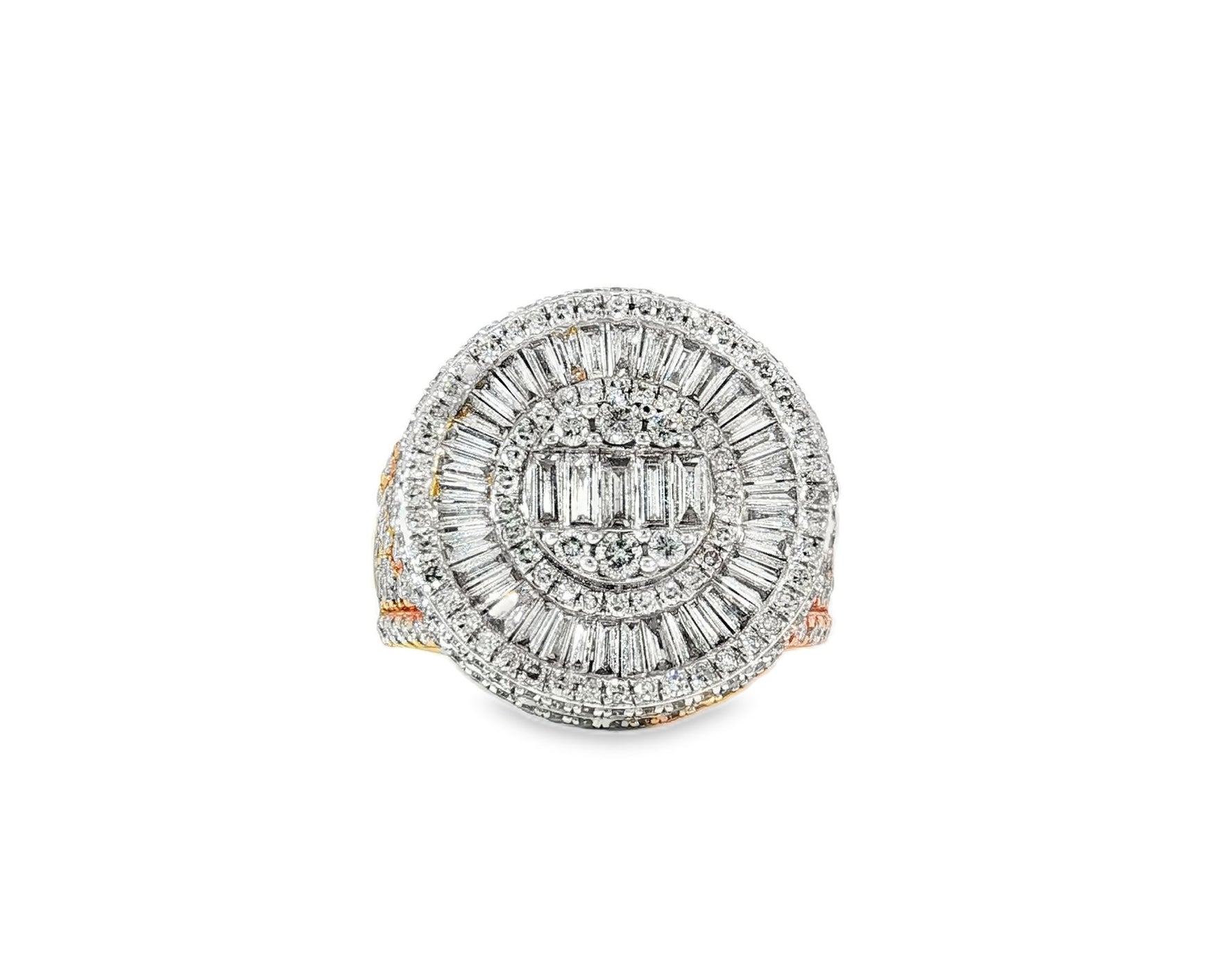 14k Two - Tone Gold Diamond Ring with Round and Baguette Cut 5.00ct - AVI THE JEWELER