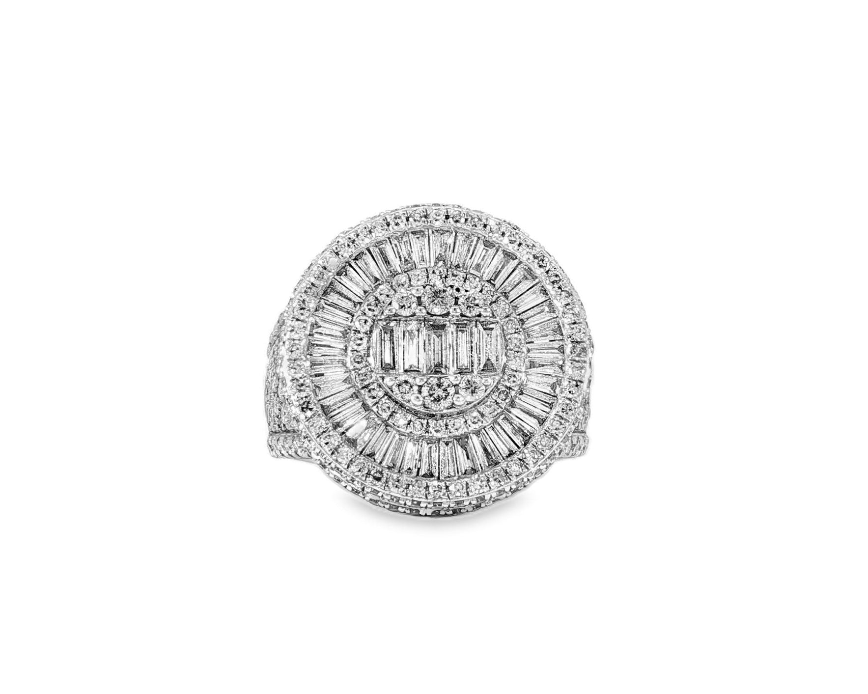 14k Two - Tone Gold Diamond Ring with Round and Baguette Cut 5.00ct - AVI THE JEWELER