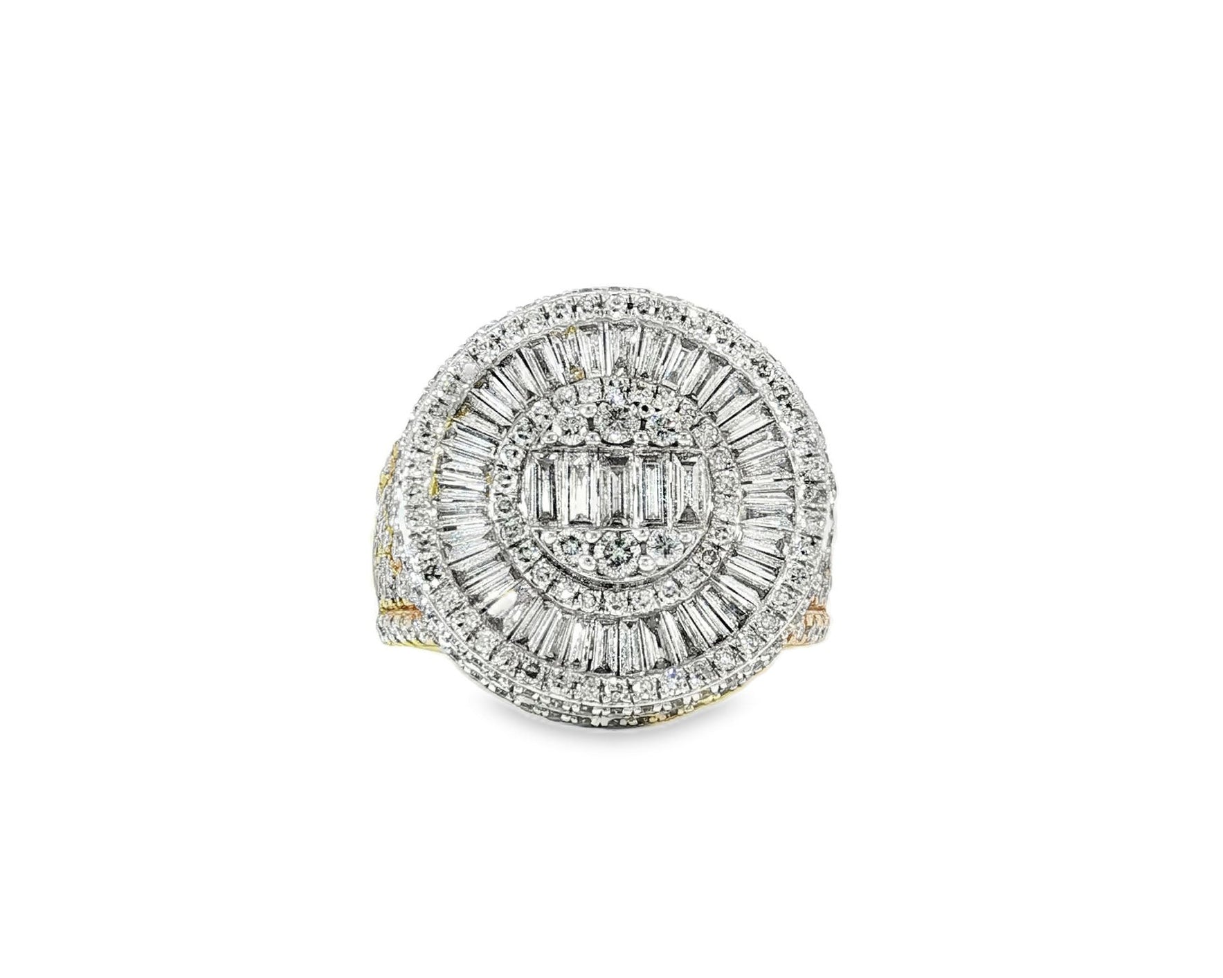 14k Two - Tone Gold Diamond Ring with Round and Baguette Cut 5.00ct - AVI THE JEWELER