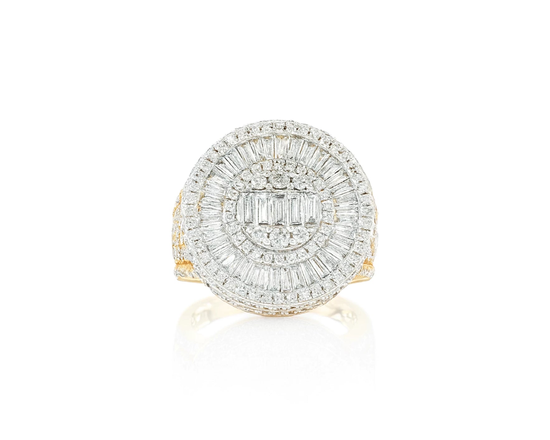 14k Two-Tone Gold Diamond Ring with Round and Baguette Cut 5.00ct – lifestyle 406