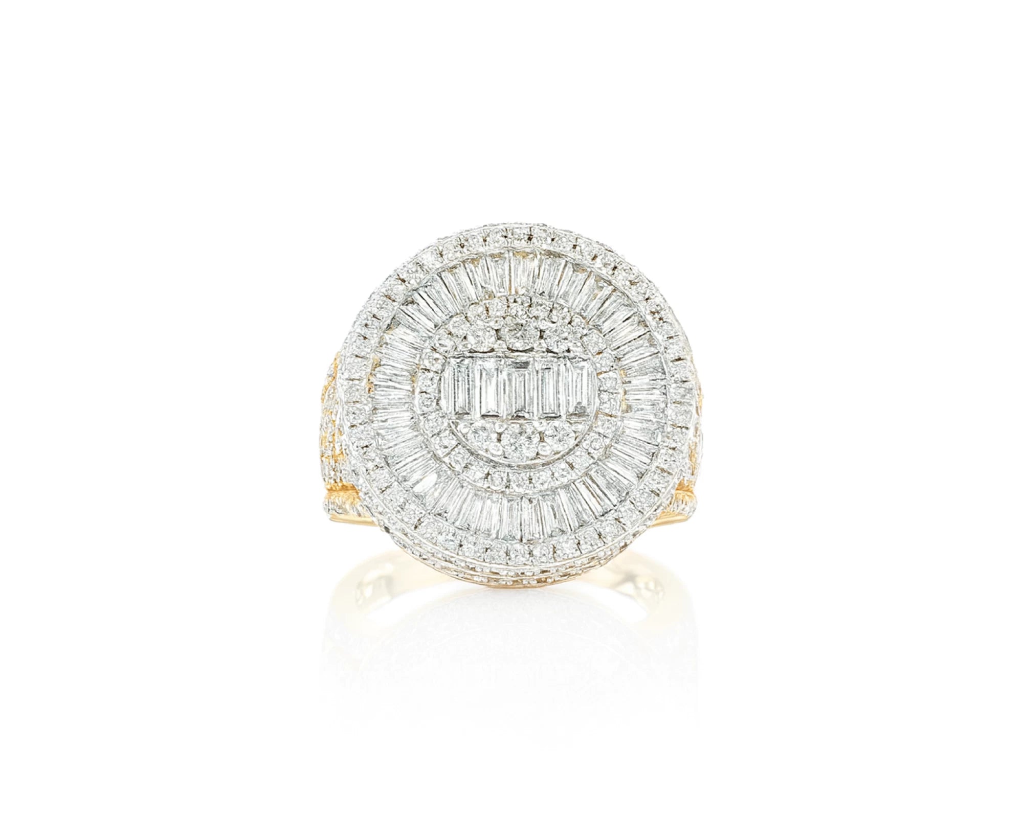 14k Two-Tone Gold Diamond Ring with Round and Baguette Cut 5.00ct – lifestyle 406