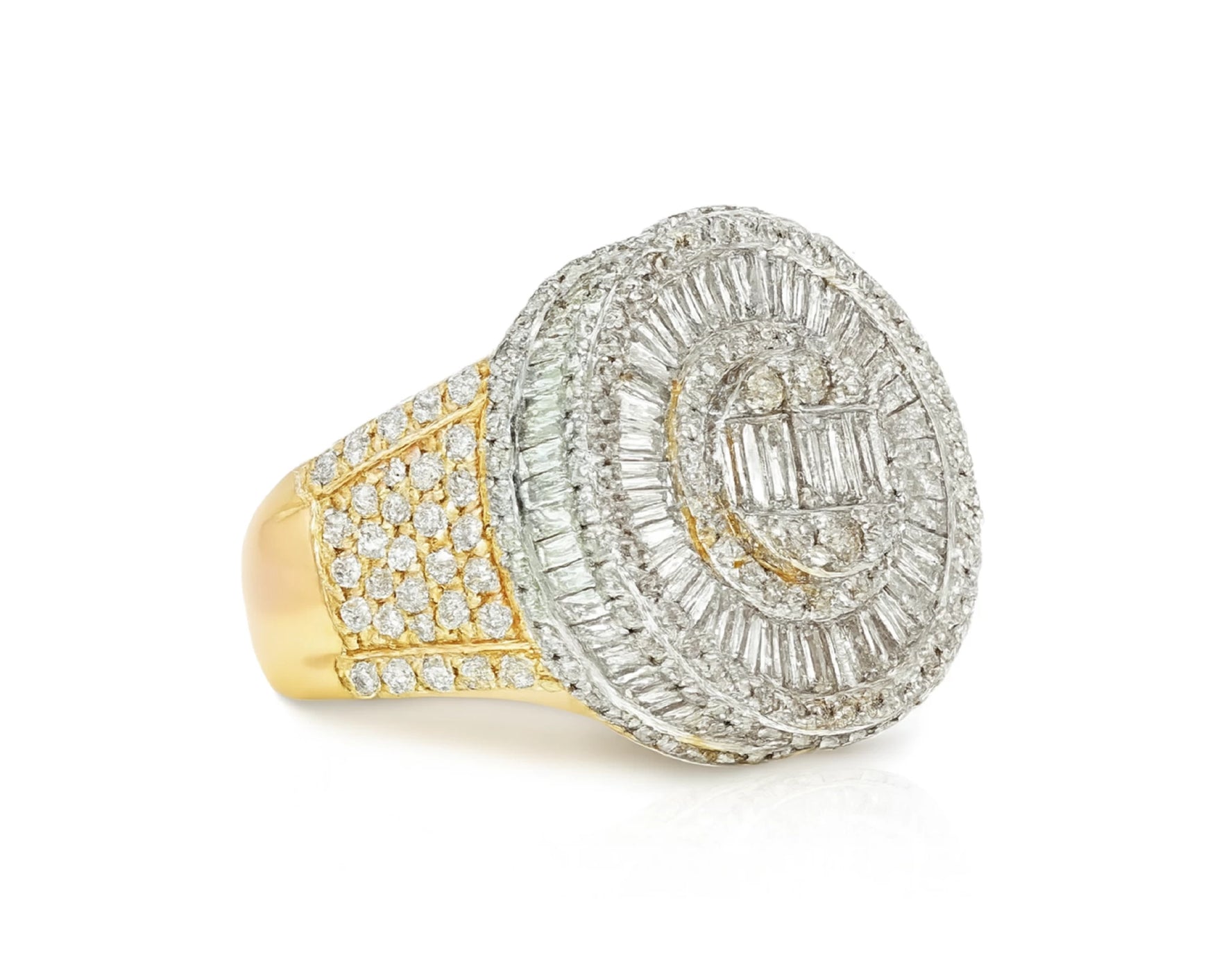 14k Two-Tone Gold Diamond Ring with Round and Baguette Cut 5.00ct – lifestyle 408