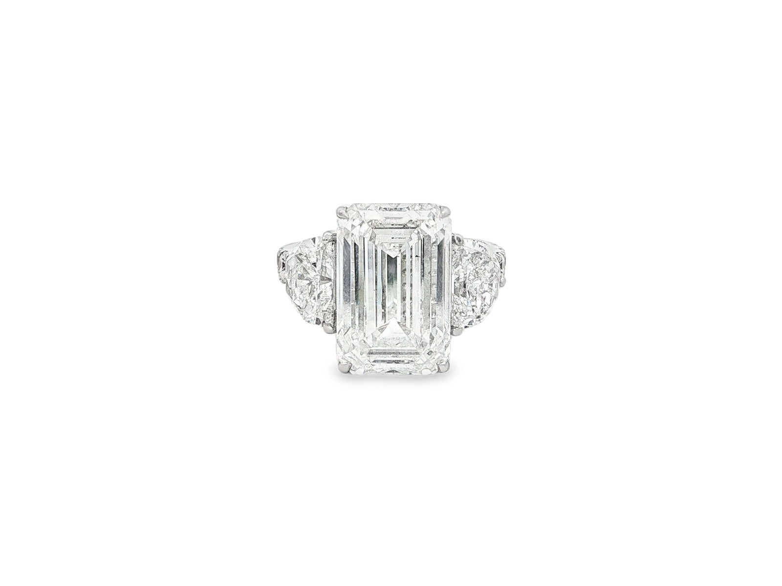 14k Emerald Cut Three Stone Engagement Ring - VS1 with 10.70ct