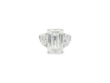 14k Emerald Cut Three Stone Engagement Ring - VS1 with 10.70ct