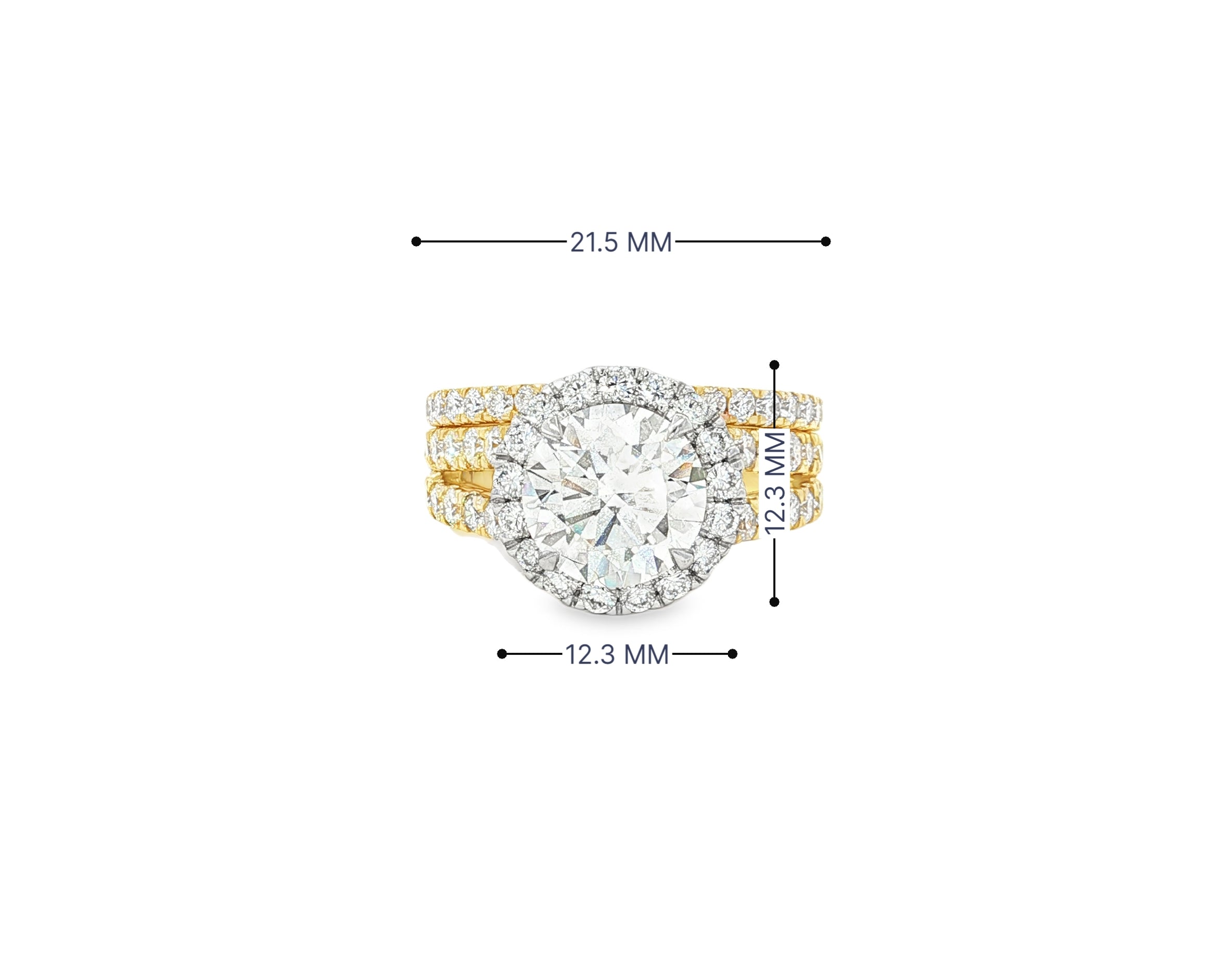 14k Round Cut Halo Diamond Engagement Ring Set 3.80 CT