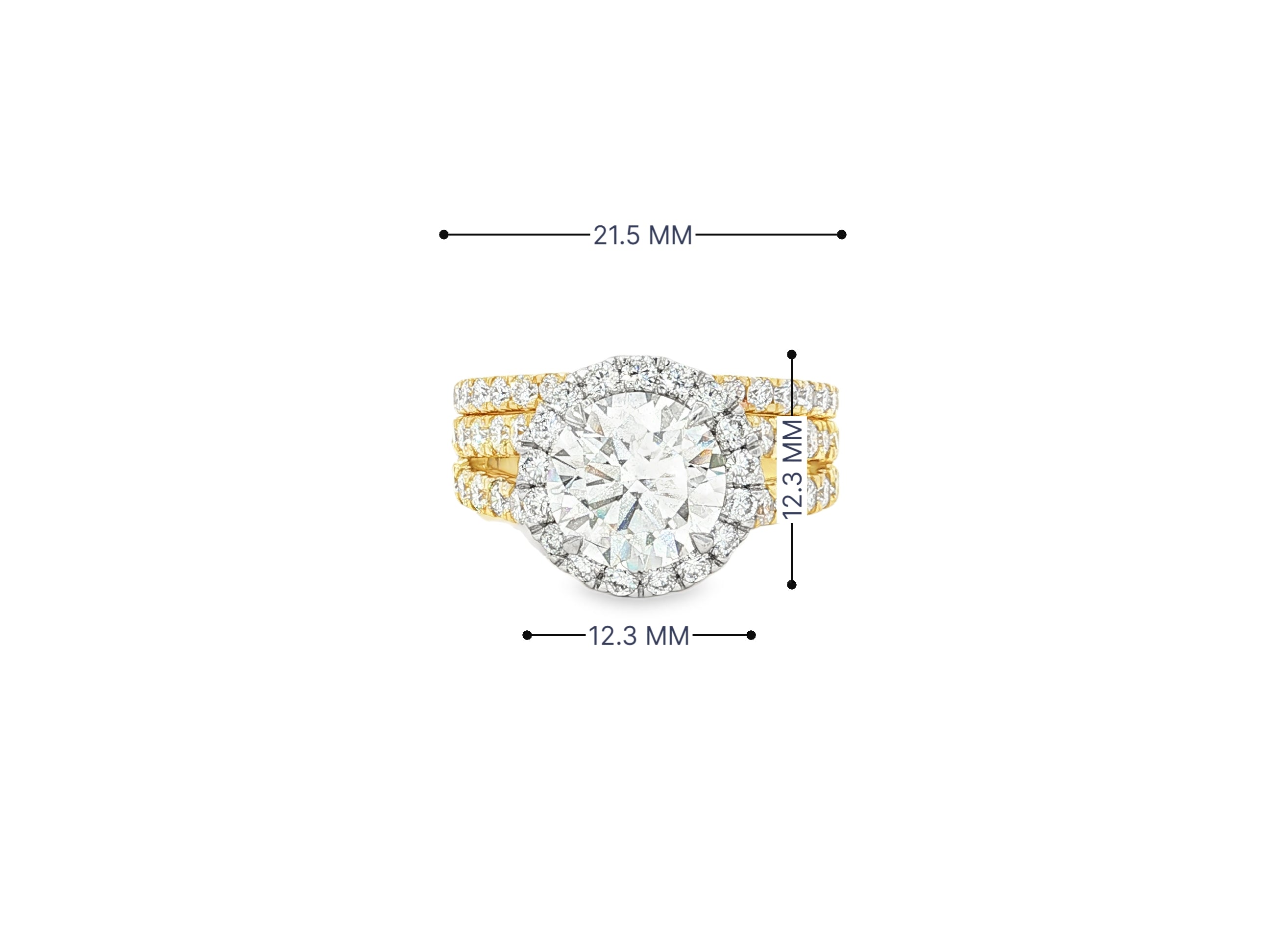 14k Round Cut Halo Diamond Engagement Ring Set 3.80 CT