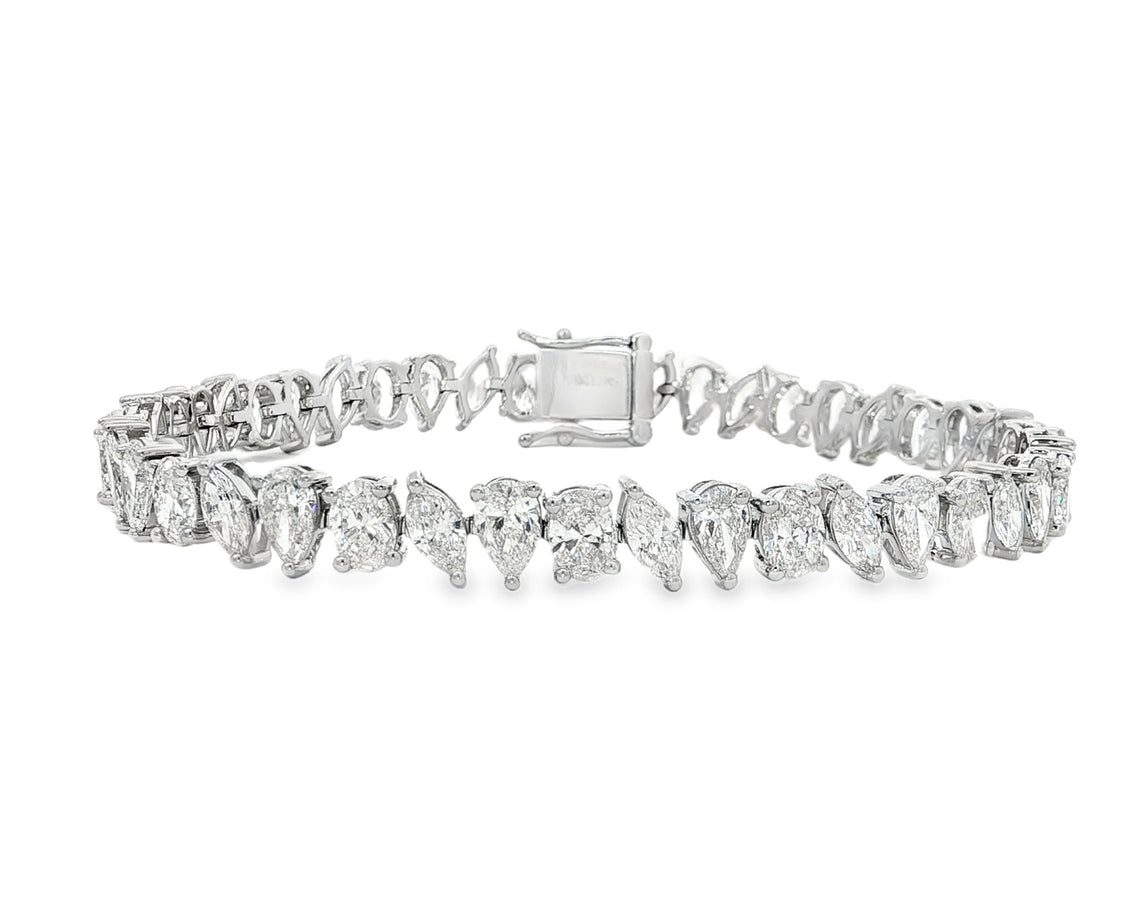 14K Gold Diamond Bracelet with Mixed Shape Design 11.98 CT
