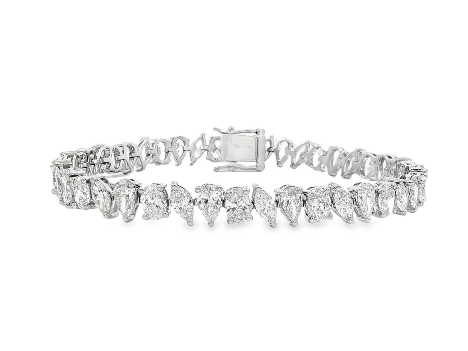 14K Gold Diamond Bracelet with Mixed Shape Design 11.98 CT