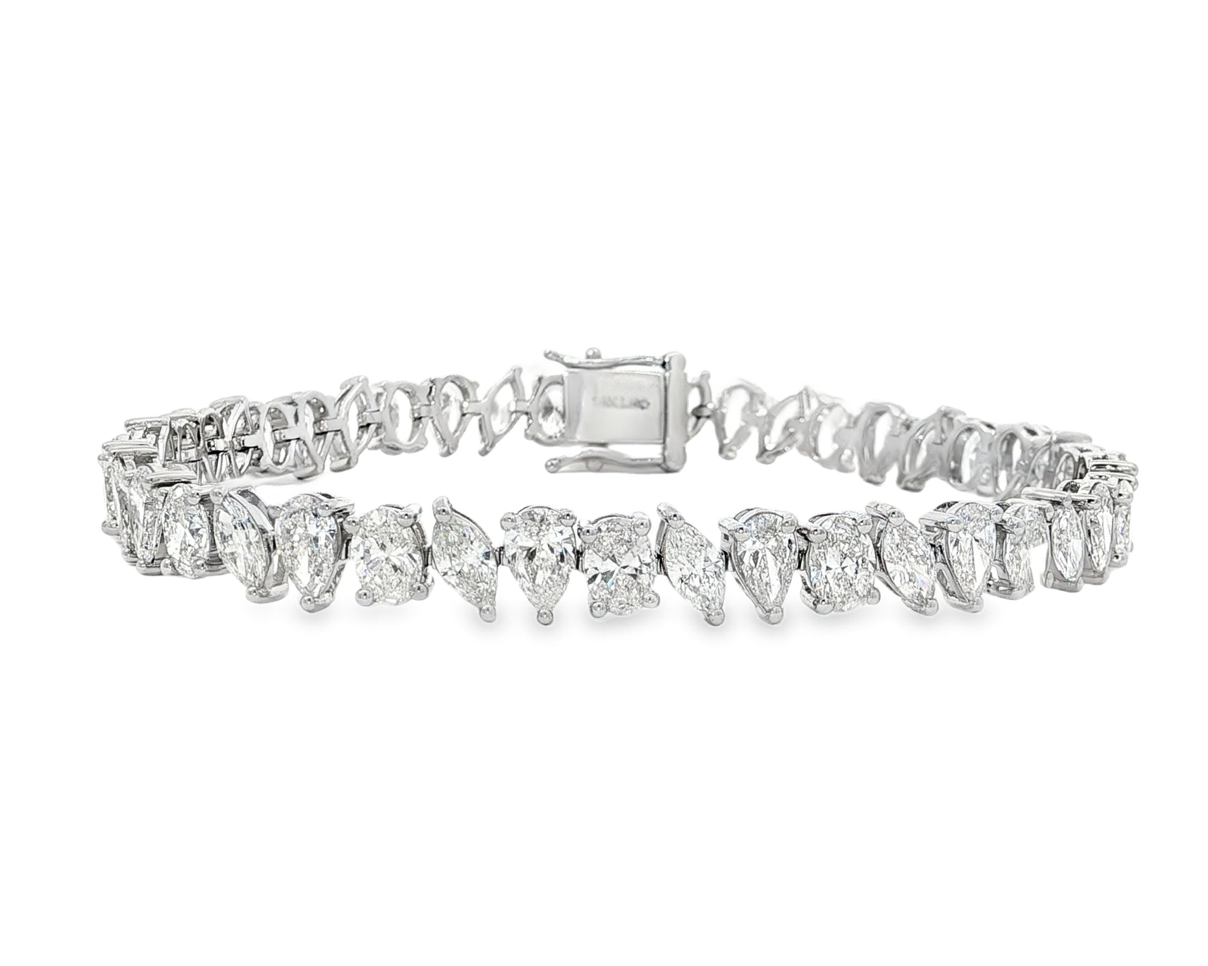 14K Gold Diamond Bracelet with Mixed Shape Design 11.98 CT