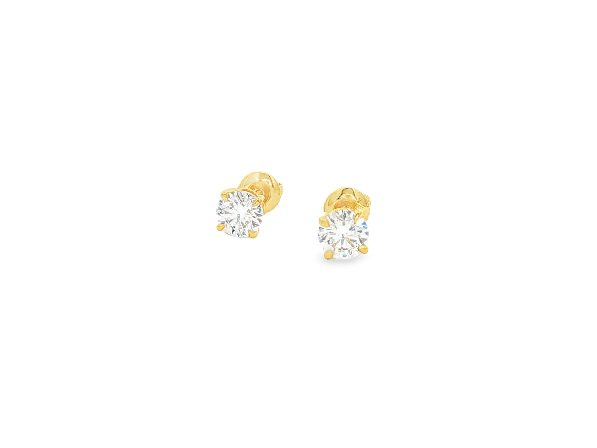 14k Classic Round Solitaire Stud Earrings with Four-Prong Setting 0.60ct