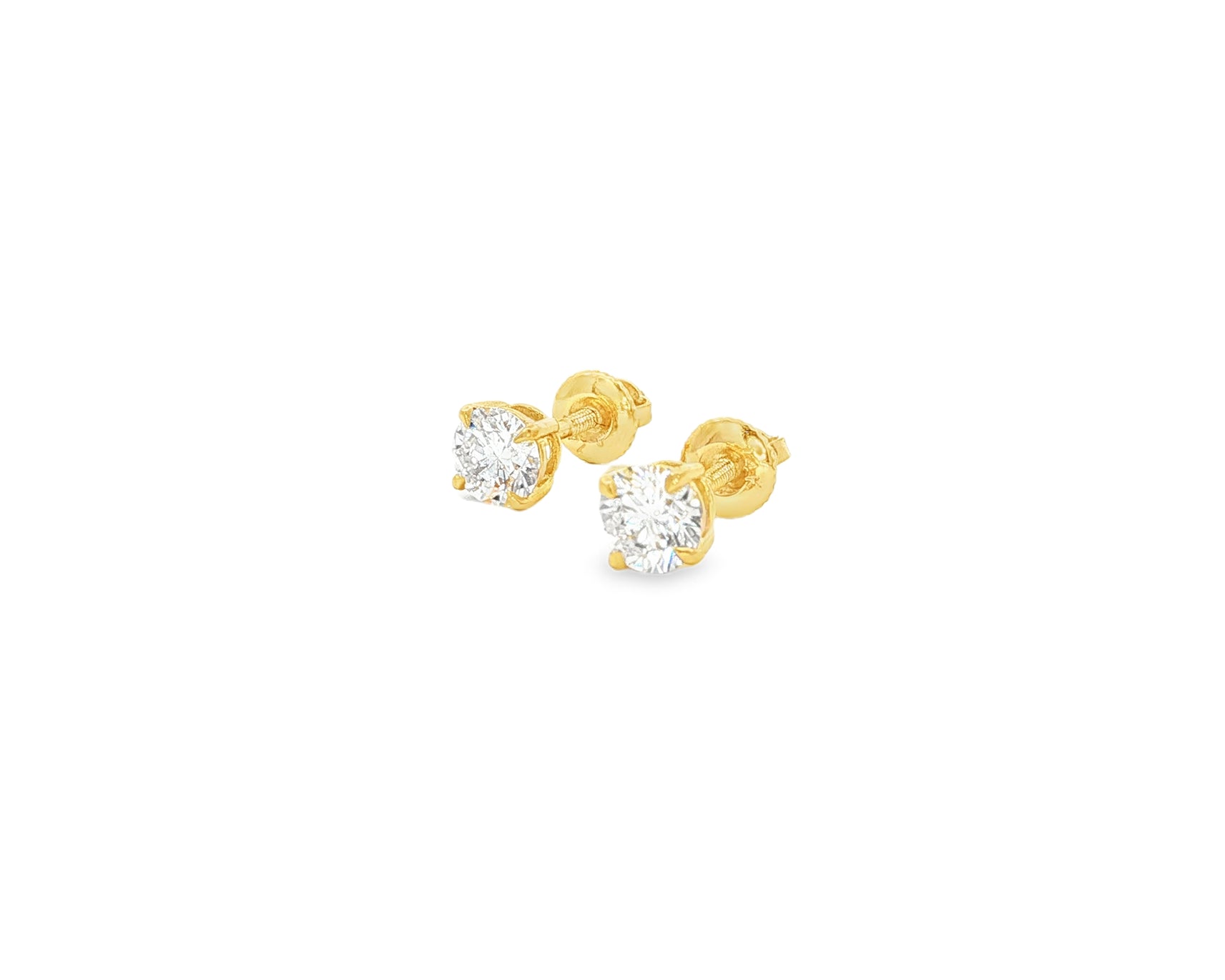 14k Classic Round Solitaire Stud Earrings with Four-Prong Setting 0.60ct