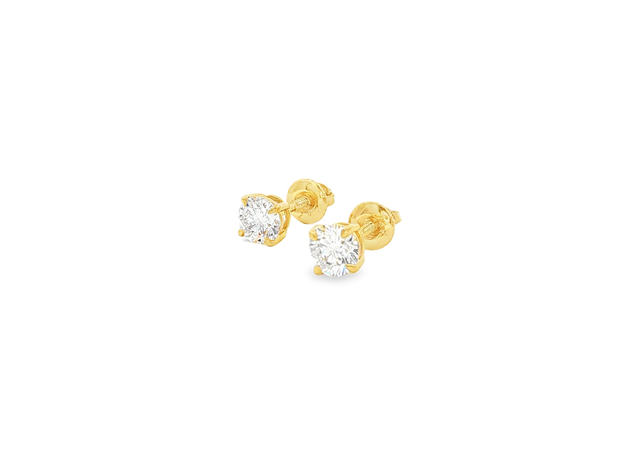 14k Classic Round Solitaire Stud Earrings with Four-Prong Setting 0.60ct