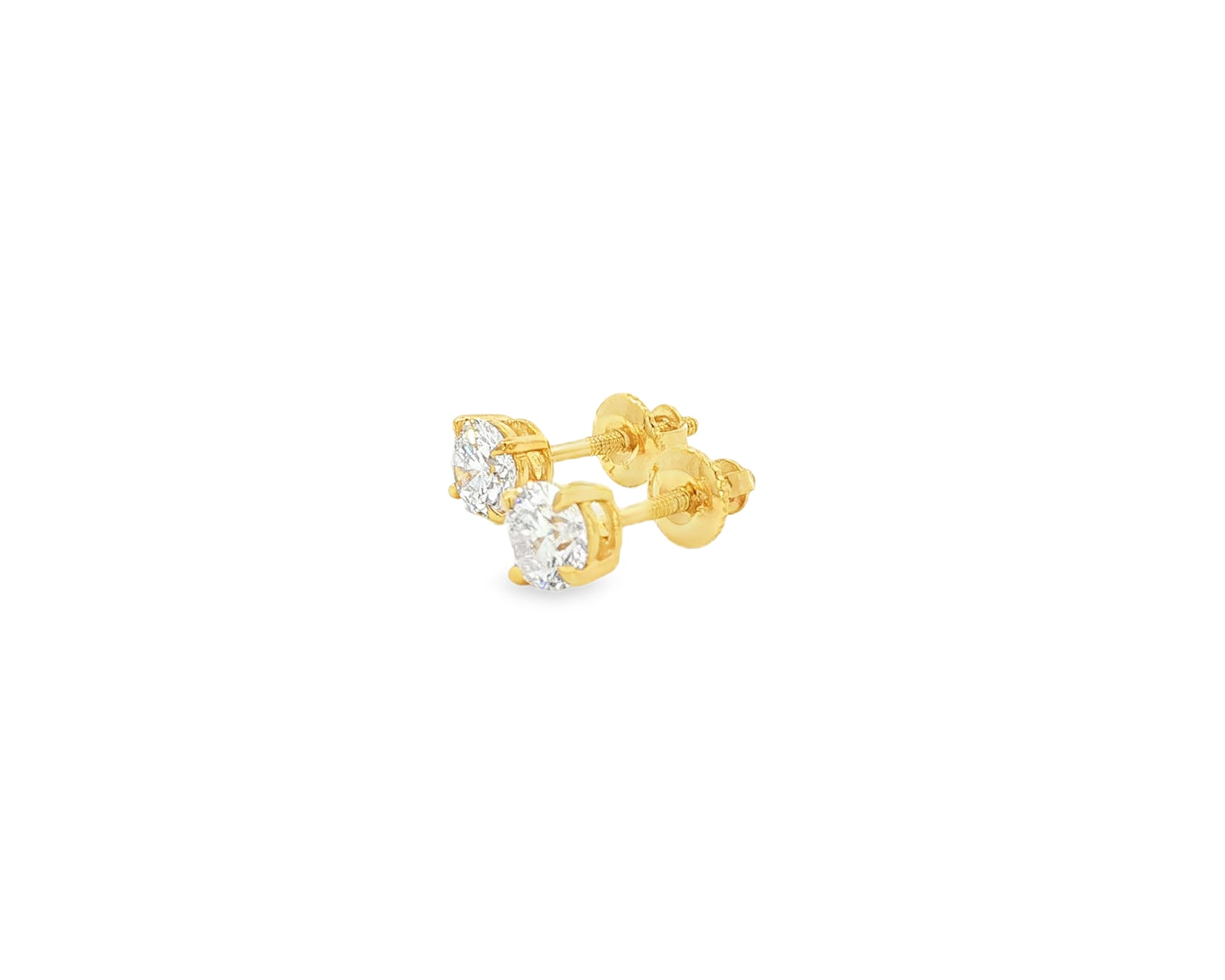 14k Classic Round Solitaire Stud Earrings with Four-Prong Setting 0.60ct