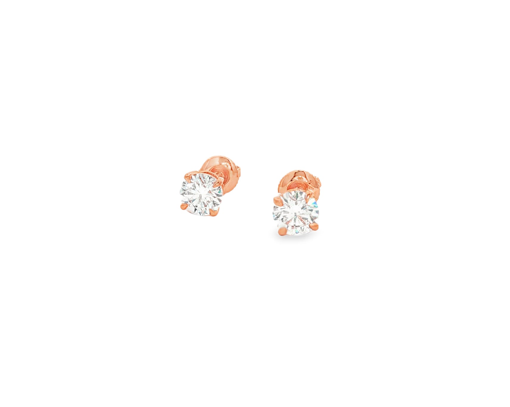 14k Classic Round Solitaire Stud Earrings with Four-Prong Setting 0.60ct