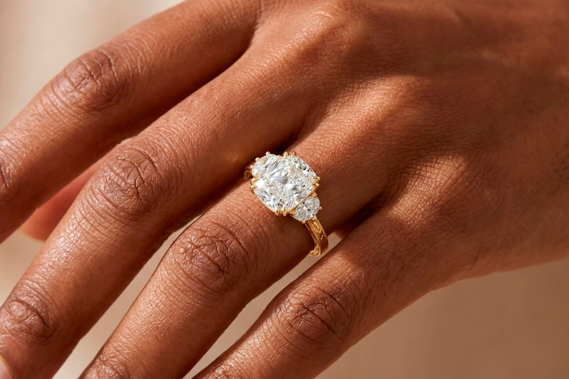 14k Gold Diamond Emerald-Cut Halo Ring with & Accent Diamonds 3.10 CT