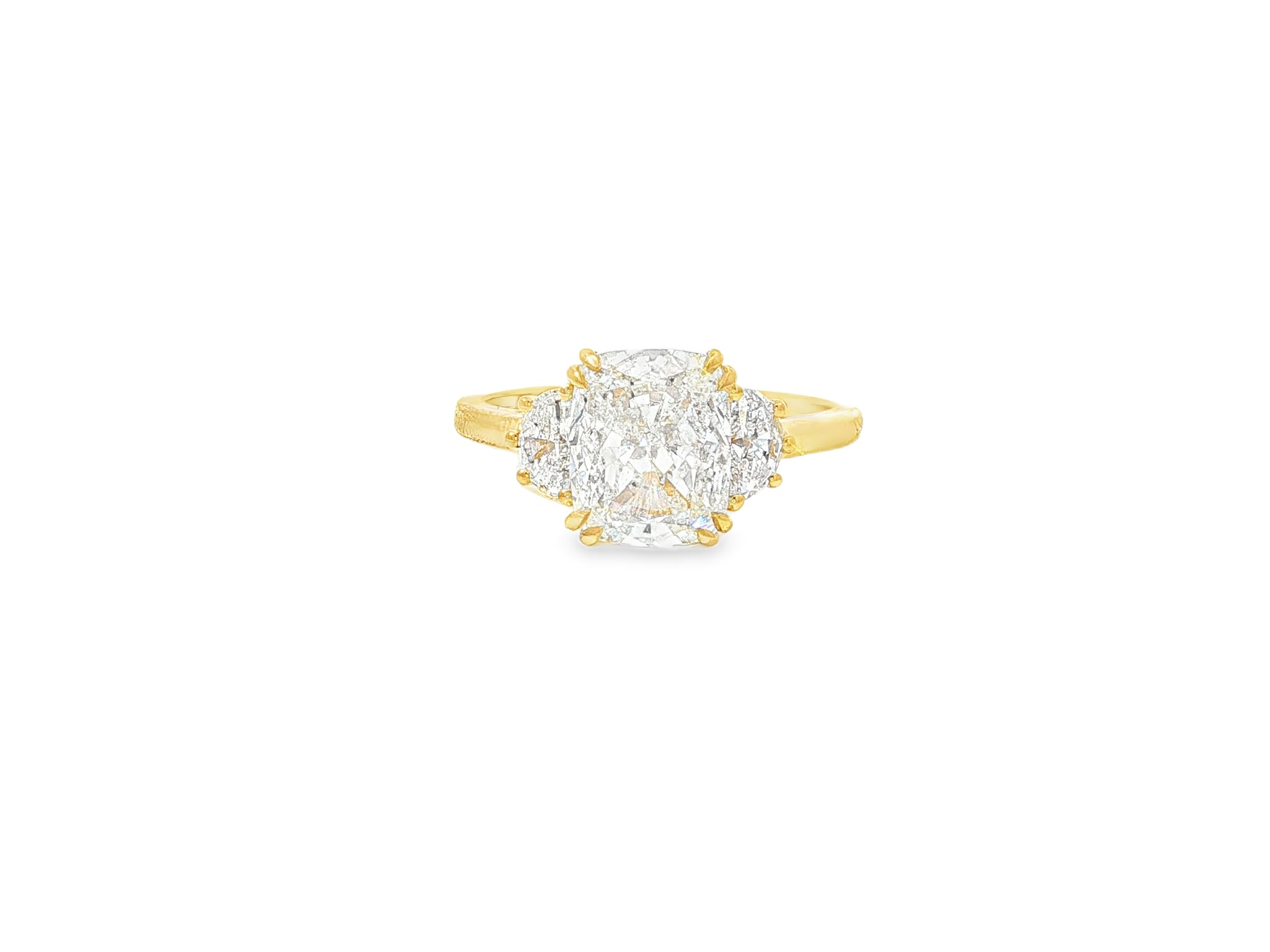 14k Gold Diamond Emerald-Cut Halo Ring with & Accent Diamonds 3.10 CT