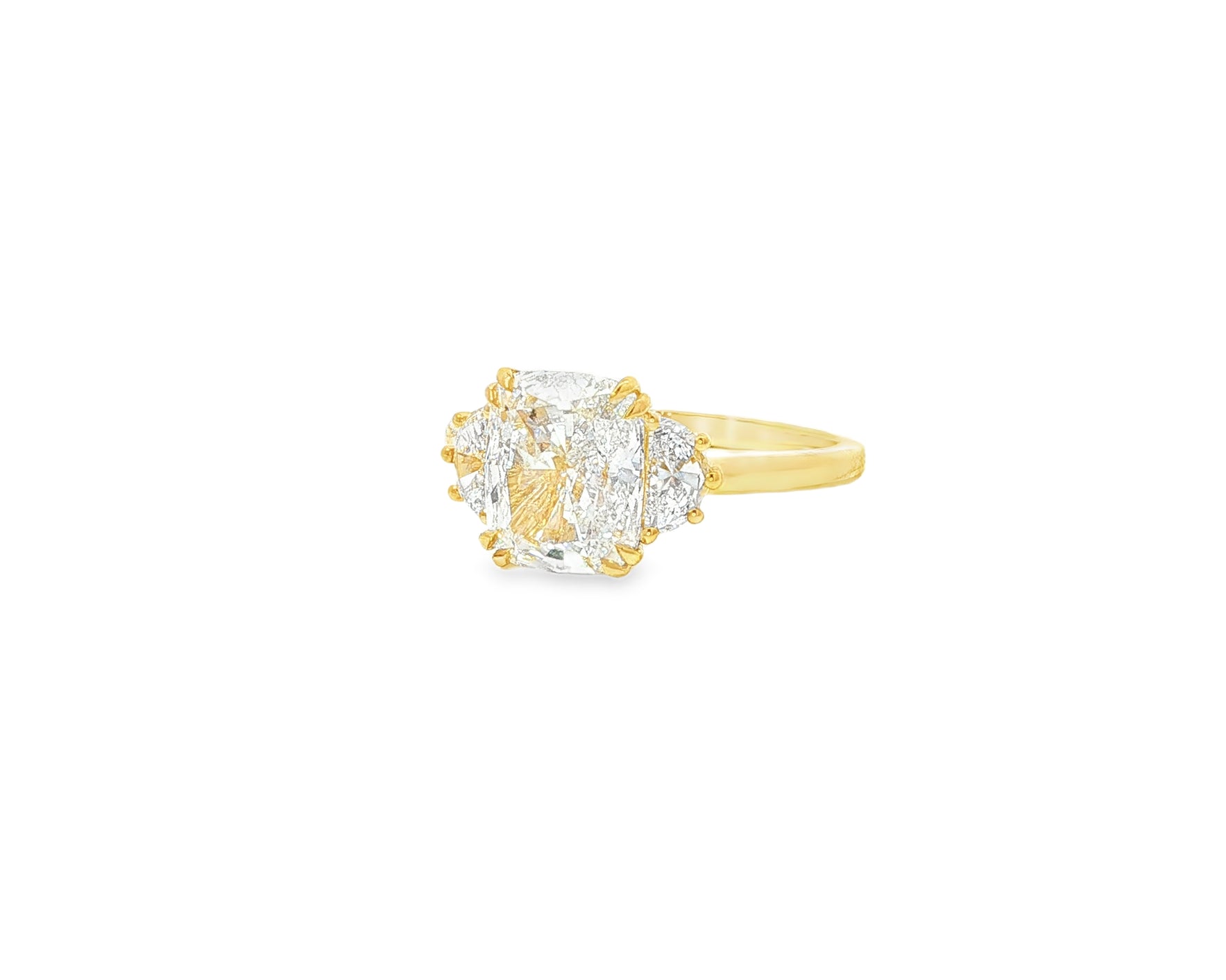 14k Gold Diamond Emerald-Cut Halo Ring with & Accent Diamonds 3.10 CT