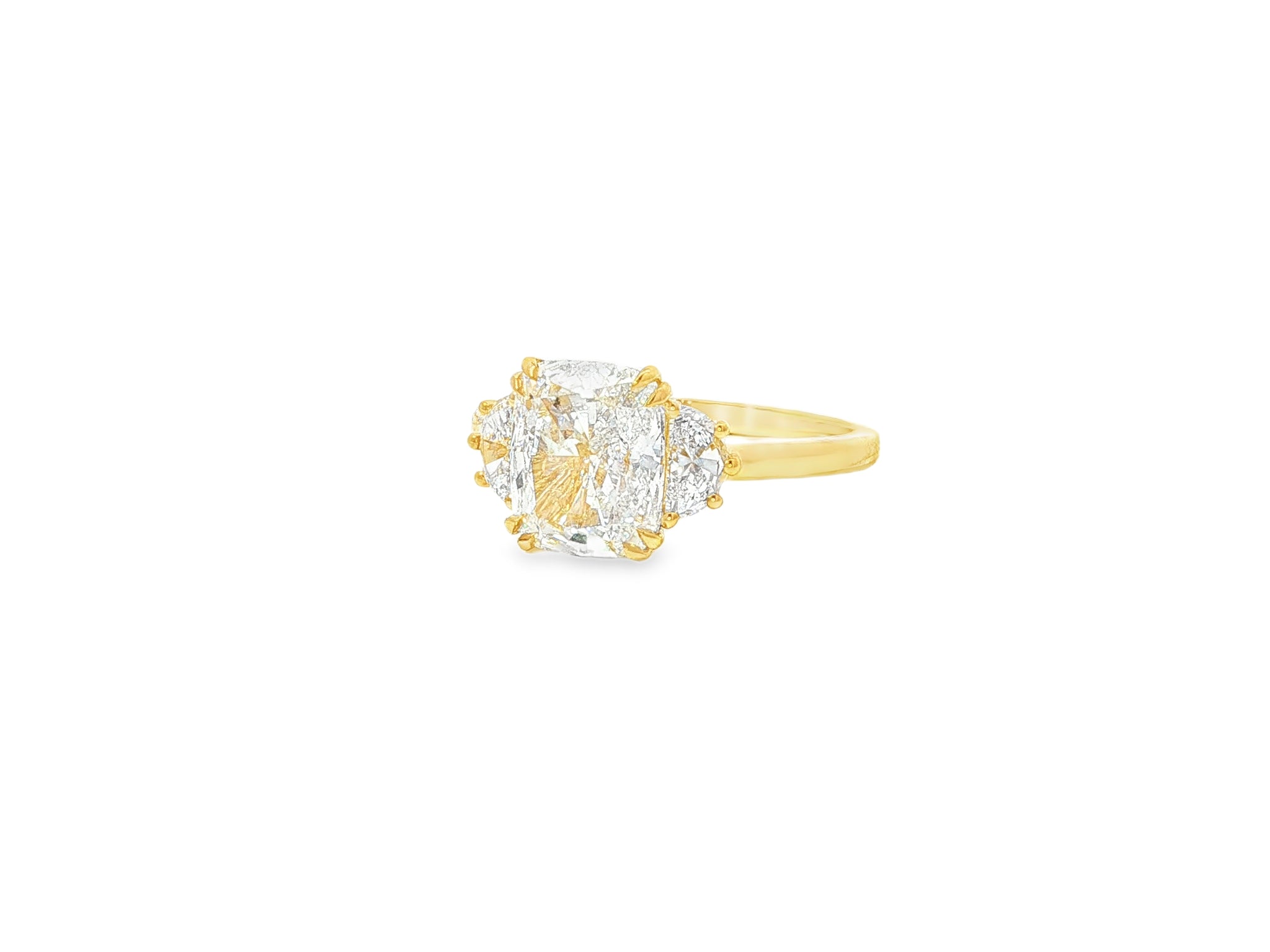 14k Gold Diamond Emerald-Cut Halo Ring with & Accent Diamonds 3.10 CT