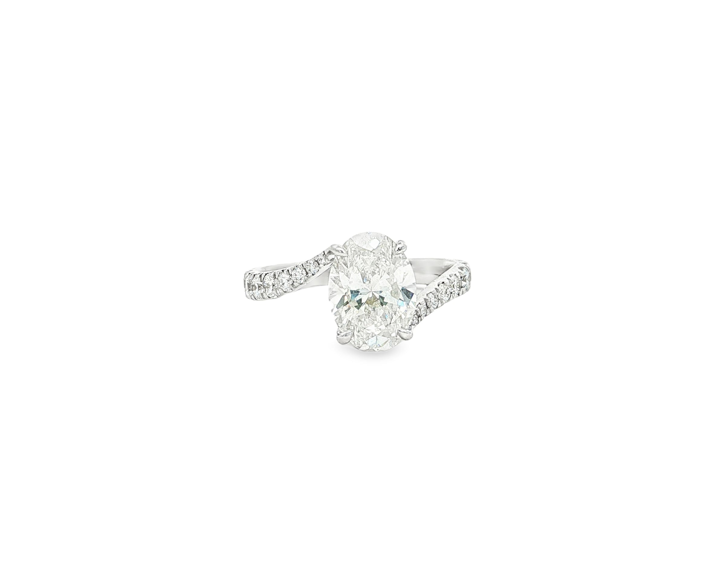 14k Gold Diamond Engagement Ring Oval-Cut Center & Twisted Pavé Band 2.60ct