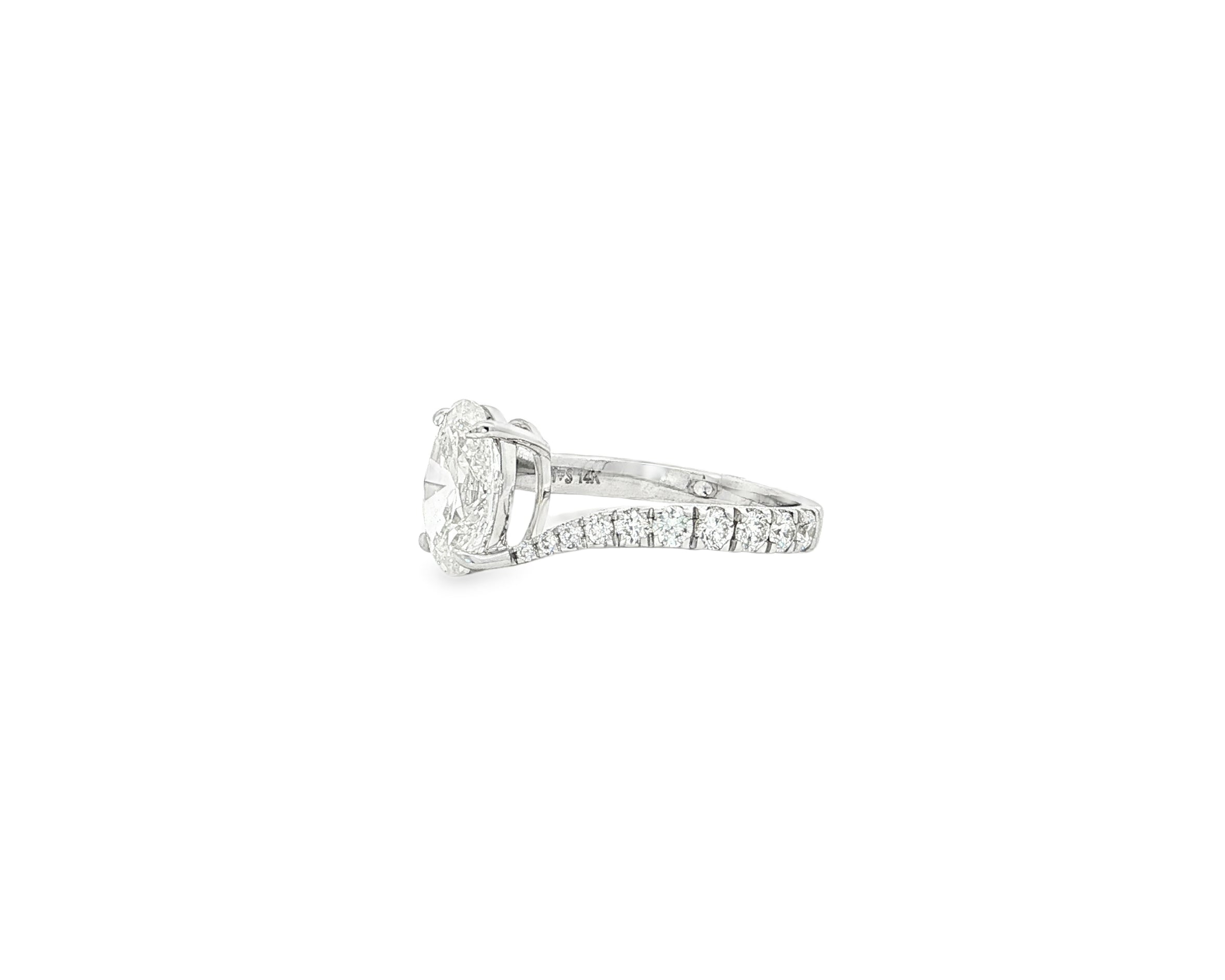 14k Gold Diamond Engagement Ring Oval-Cut Center & Twisted Pavé Band 2.60ct