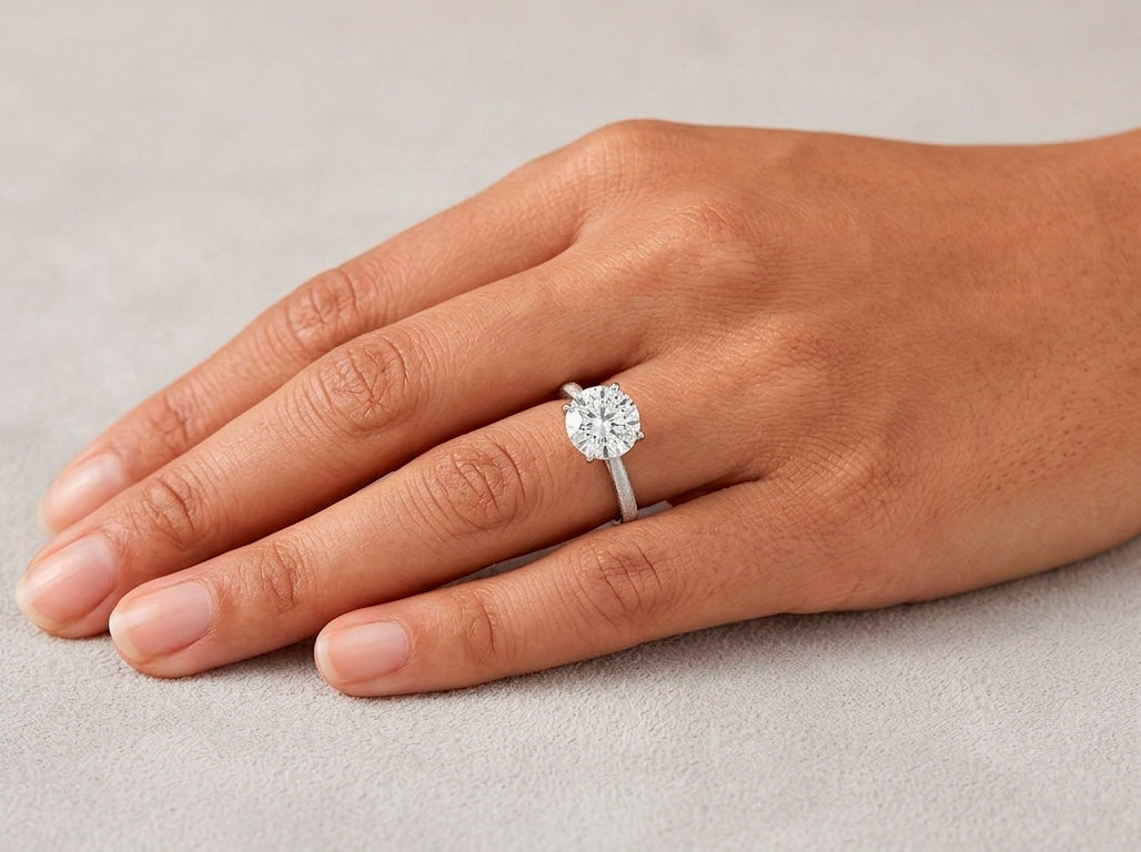 14k Gold Diamond Engagement Ring with Round Brilliant-Cut Solitaire Design 1.55 CT