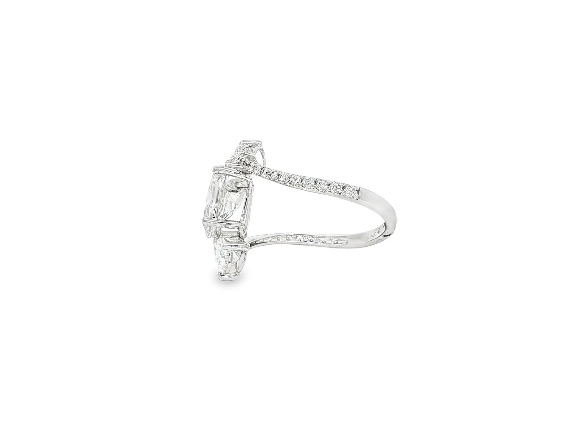 14k Gold Diamond Open Wrap Ring with Oval & Round-Cut Design 2.75ct