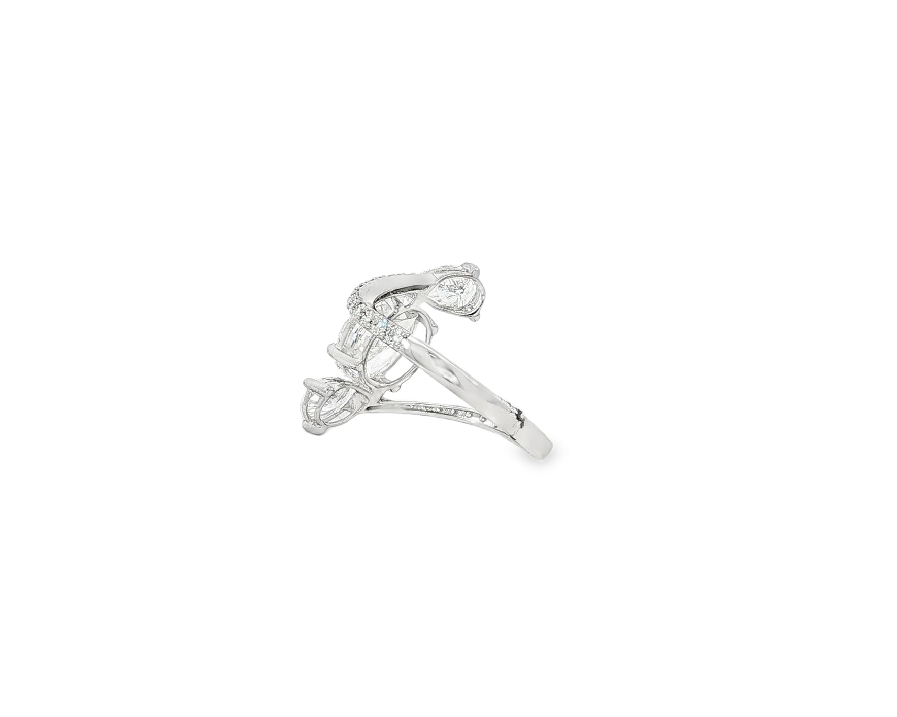 14k Gold Diamond Open Wrap Ring with Oval & Round-Cut Design 2.75ct