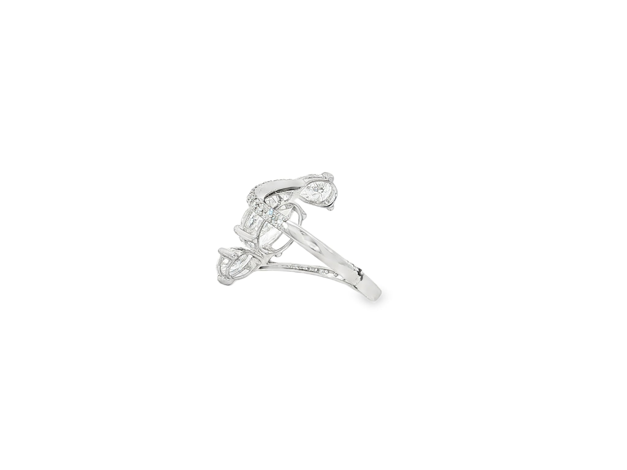 14k Gold Diamond Open Wrap Ring with Oval & Round-Cut Design 2.75ct