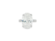 14k Gold Diamond Oval-Cut Solitaire Ring with Pavé Band 9.13 CT