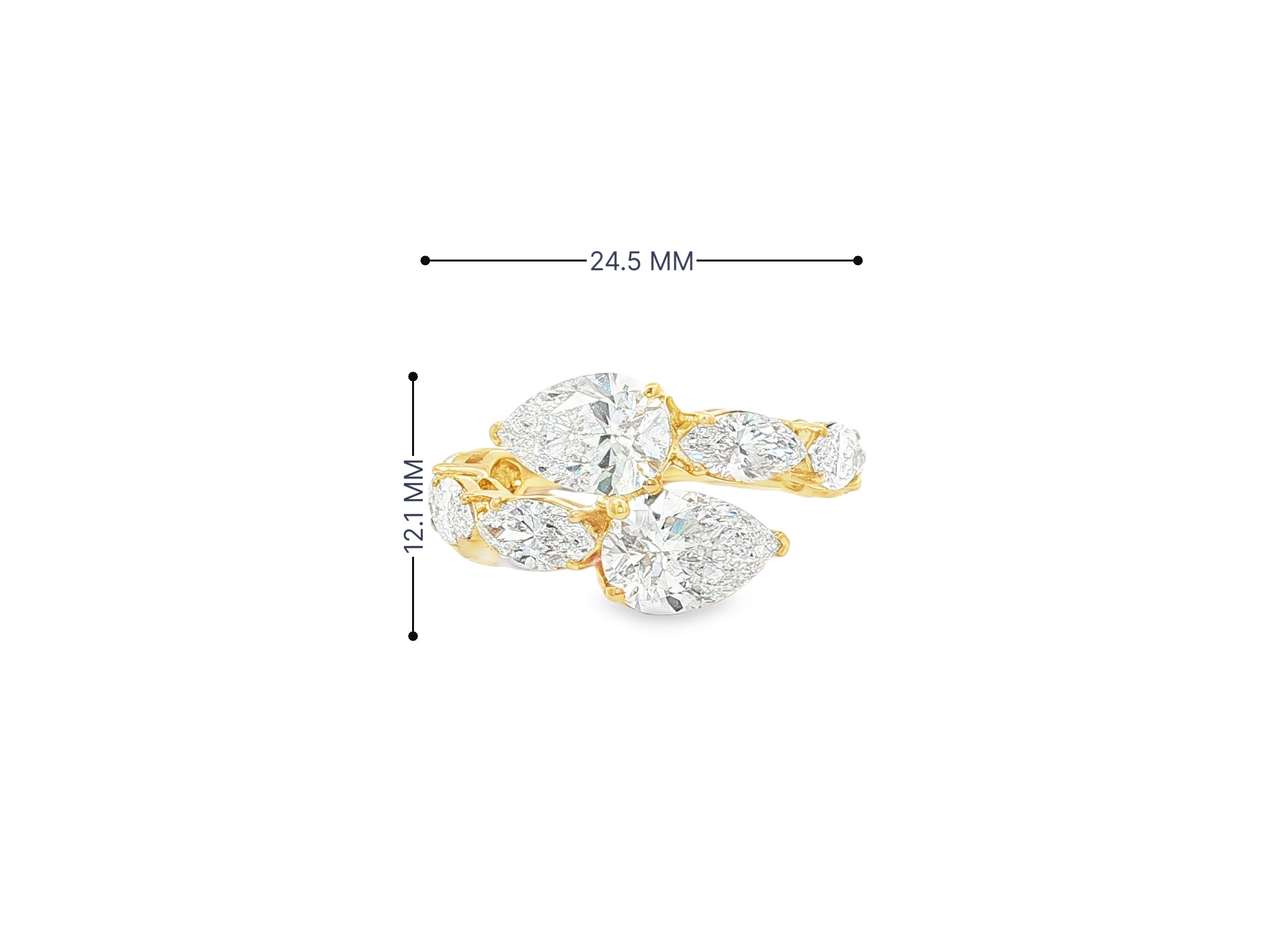 14k Gold Diamond Pear & Marquise Bypass Ring 4.50ct