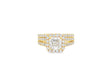 14k Emerald-Cut Halo Diamond Ring Set with Split Shank 2.75 CT