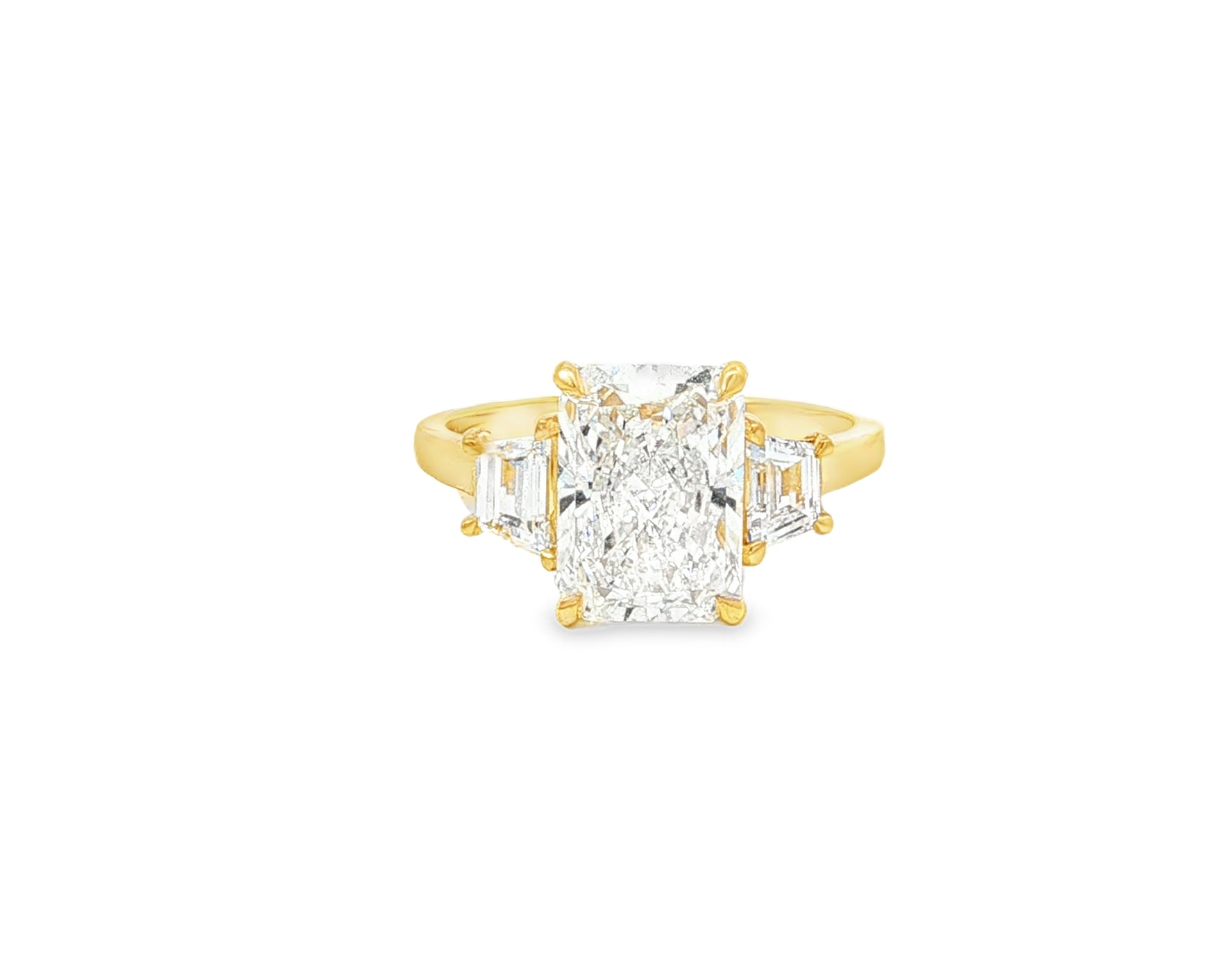 14k Gold Diamond Ring with Emerald-Cut Center Stone & Baguette Accents 3ct