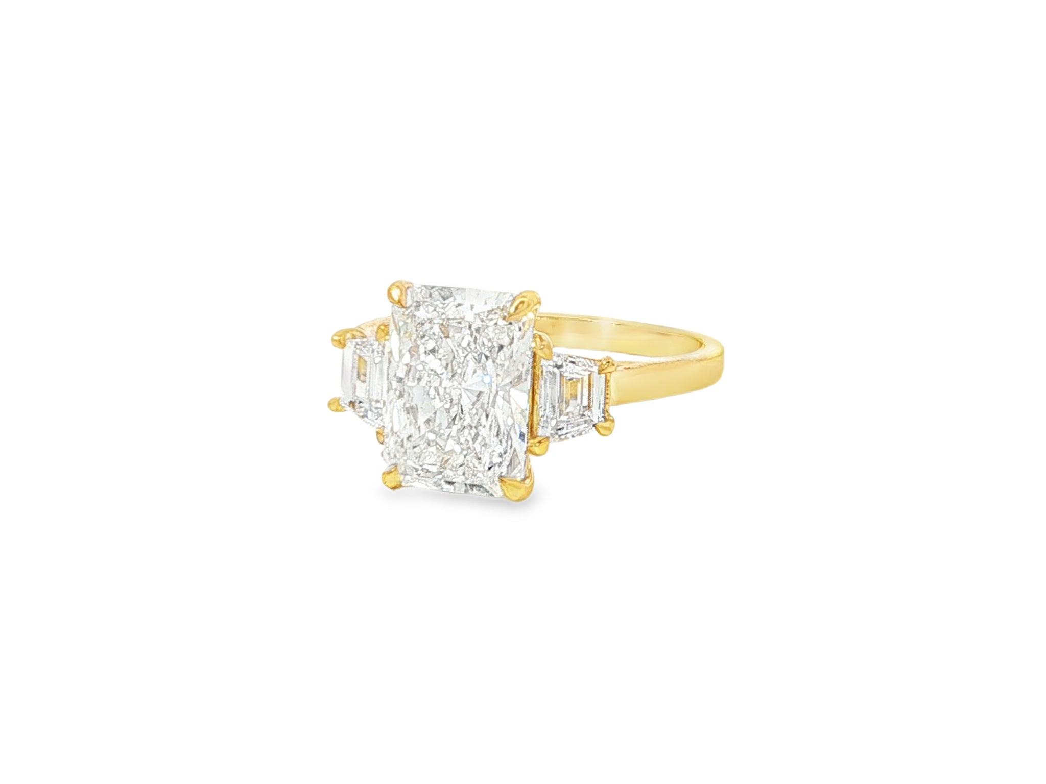 14k Gold Diamond Ring with Emerald-Cut Center Stone & Baguette Accents 3ct