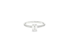 14k Gold Diamond Ring with Emerald-Cut Center and Pavé Band 0.90 CT