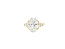 14k Gold Diamond Ring with Oval Center & Three-Stone Design 4.68ct
