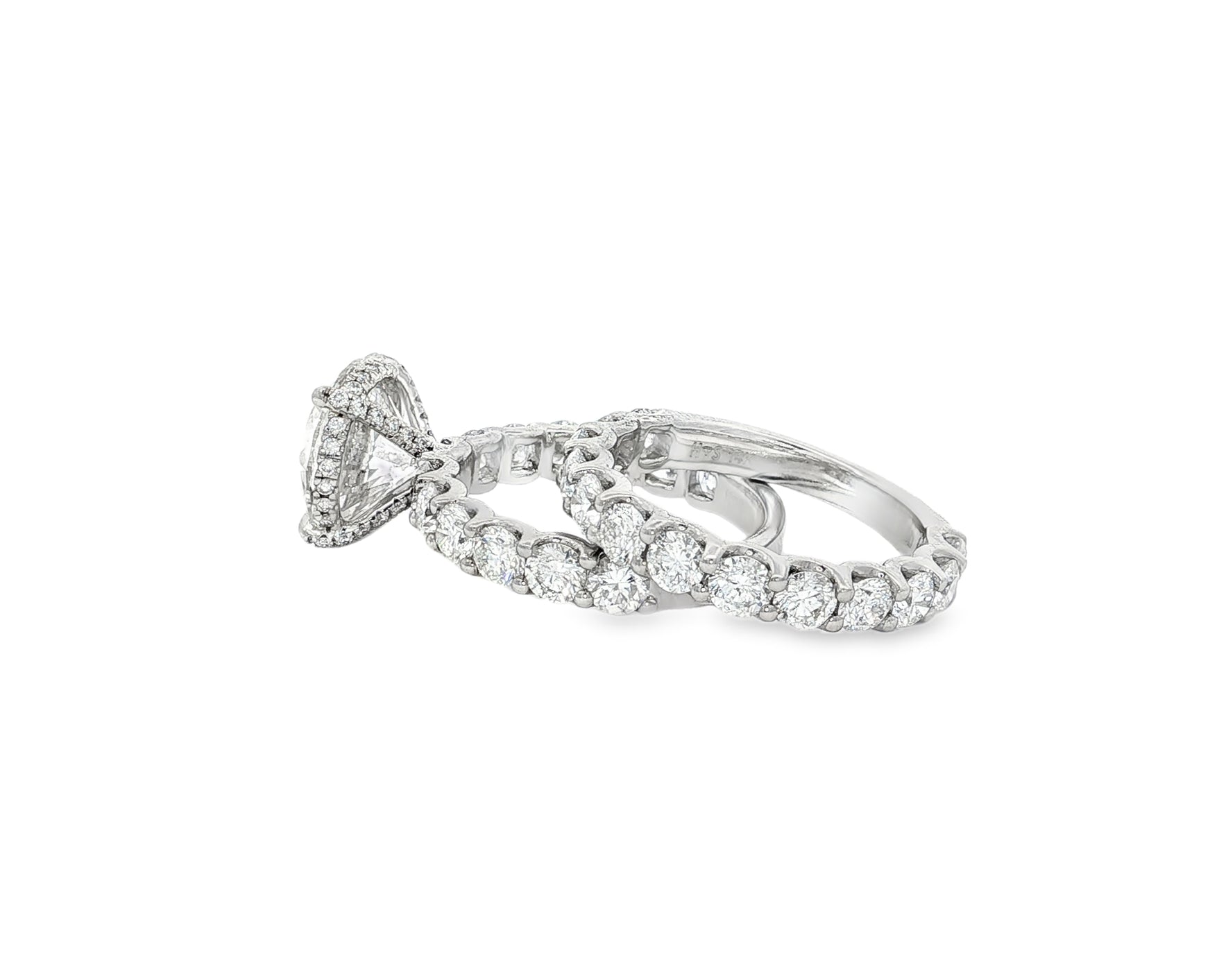 14k Gold Diamond Round Double Row Band Engagement Ring Set 7.53 CT